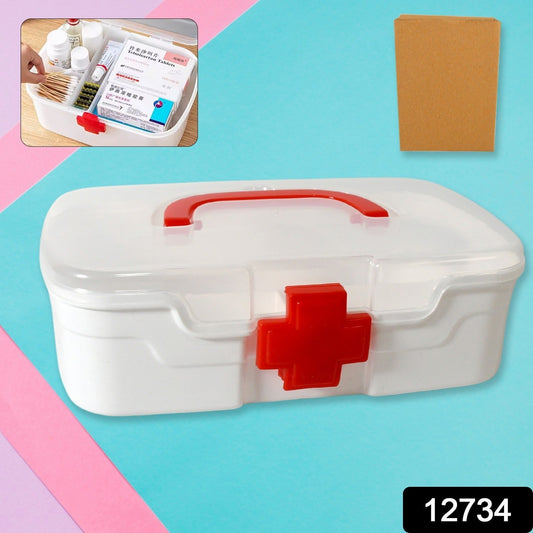 Medical Box, 1 Piece, Indoor Outdoor Medical Utility, Medicine Storage Box, Detachable Tray Medical Box Multi Purpose Regular Medicine, First Aid Box with Handle & Transparent Lid - infinityexculsivestore.com