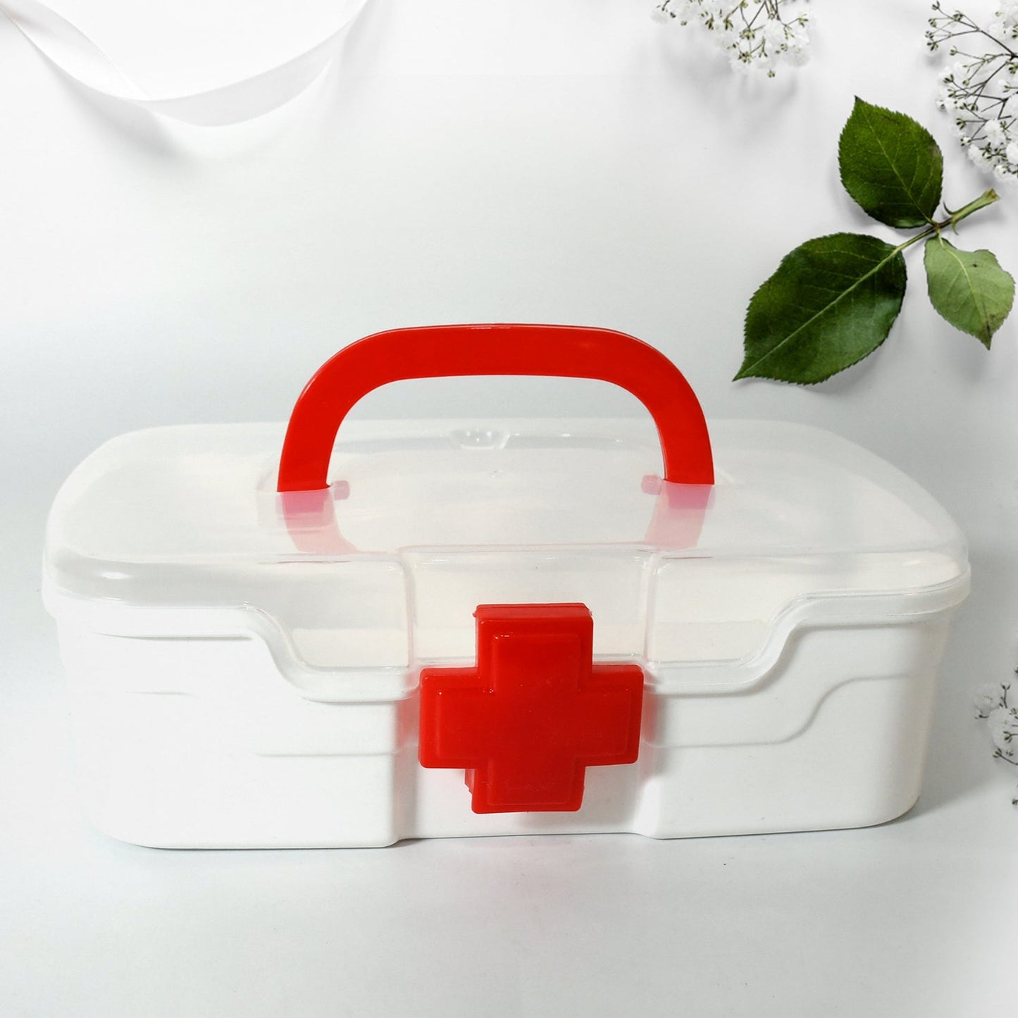 Medical Box, 1 Piece, Indoor Outdoor Medical Utility, Medicine Storage Box, Detachable Tray Medical Box Multi Purpose Regular Medicine, First Aid Box with Handle & Transparent Lid - infinityexculsivestore.com
