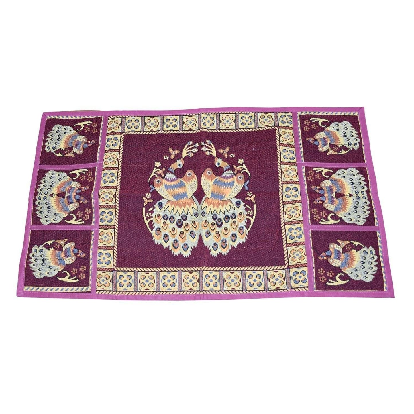 Cotton Fridge Top Cover Set - Standard, Appliance Covers Fridge Dustproof Cover with Peacock Deign 6 Utility Side Pockets Fridge Cover For All types Fridge Refrigerator Use (100x60CM) - infinityexculsivestore.com