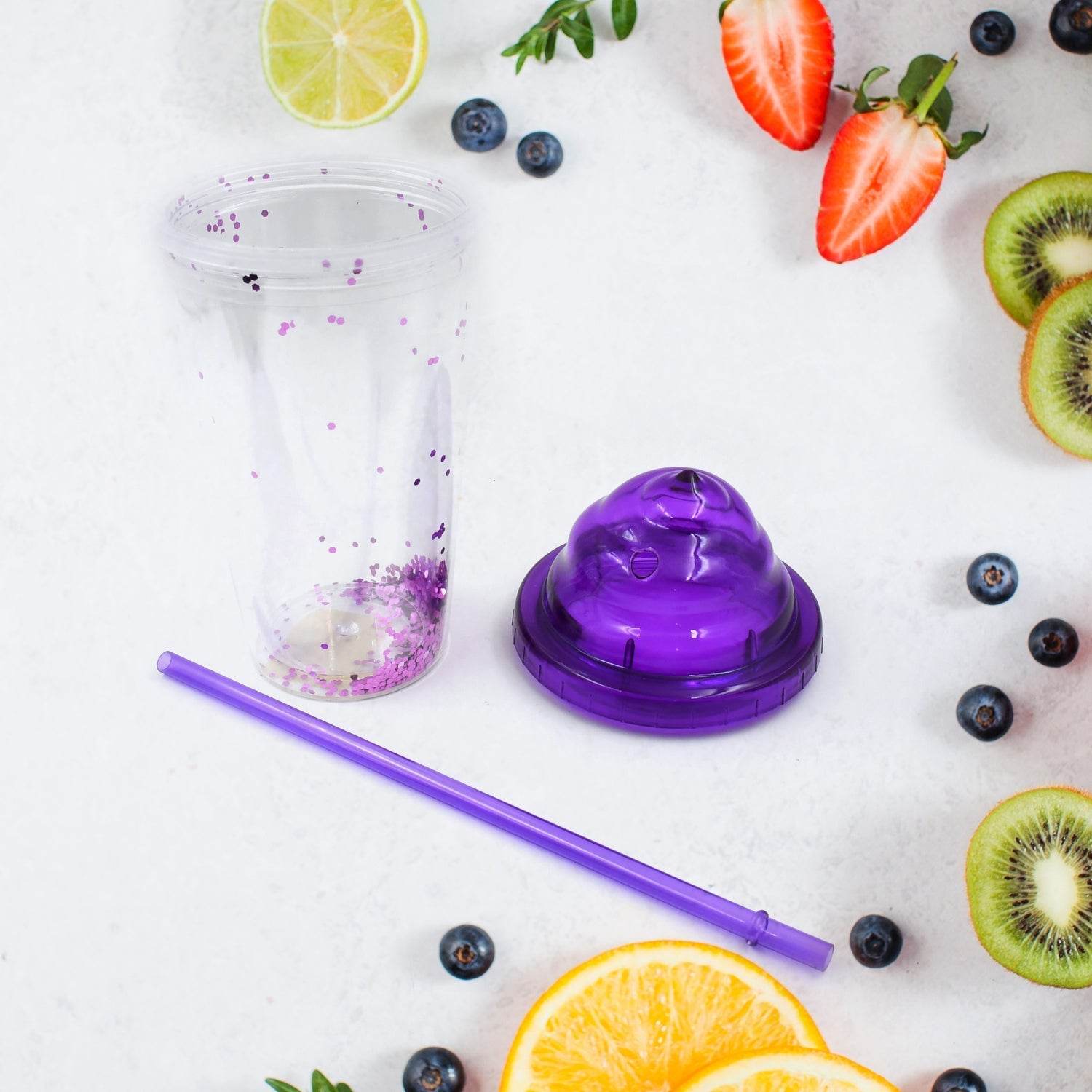 High Quality Plastic Creative Cold Drink Cup / Tumble, Reusable Tea Coffee Tumbler with Lid and Straw, Double Wall Plastic Drinking Sport Bottle, Travel Tumbler (1 Pc / Mix Color) - infinityexculsivestore.com