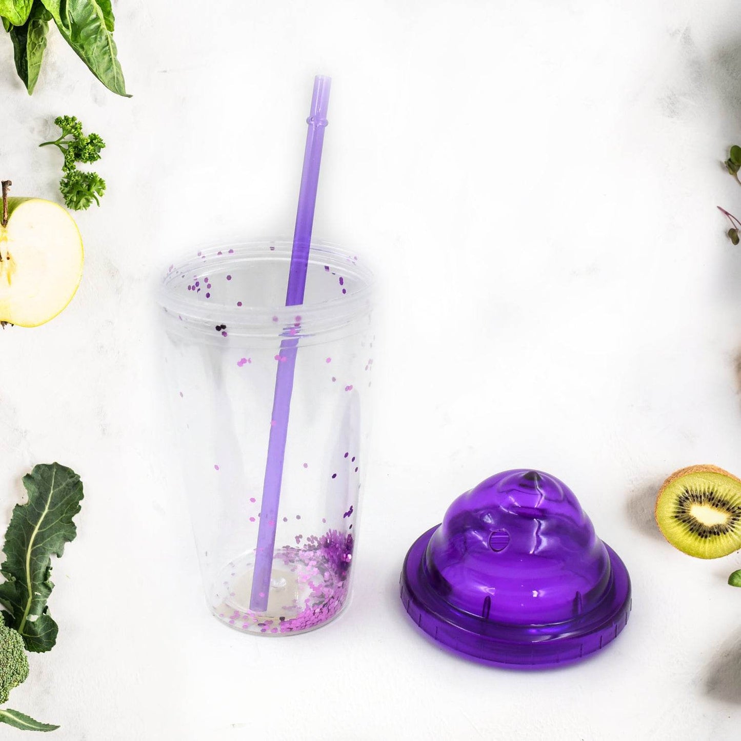 High Quality Plastic Creative Cold Drink Cup / Tumble, Reusable Tea Coffee Tumbler with Lid and Straw, Double Wall Plastic Drinking Sport Bottle, Travel Tumbler (1 Pc / Mix Color) - infinityexculsivestore.com