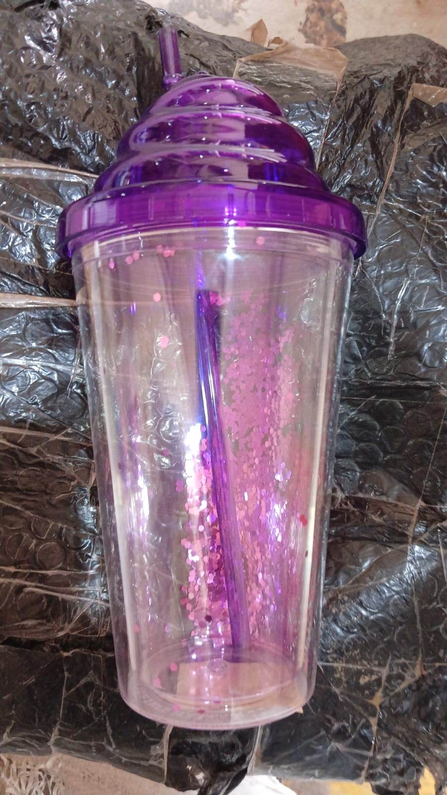 High Quality Plastic Creative Cold Drink Cup / Tumble, Reusable Tea Coffee Tumbler with Lid and Straw, Double Wall Plastic Drinking Sport Bottle, Travel Tumbler (1 Pc / Mix Color) - infinityexculsivestore.com