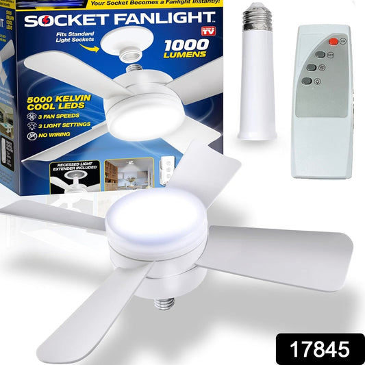Socket Fan Light Original - Cool Light LED β Ceiling Fans with Lights and Remote Control, Replacement for Lightbulb - Bedroom, Kitchen, Living Room,1000 Lumens / 5000 Kelvins Cool LEDs (Remote Battery Not Included) - infinityexculsivestore.com