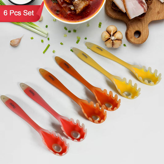 Multipurpose Silicone Spoon, Silicone Basting Spoon Non - Stick Kitchen Utensils Household Gadgets Heat - Resistant Non Stick Spoons Kitchen Cookware Items For Cooking and Baking (6 Pcs Set) - infinityexculsivestore.com