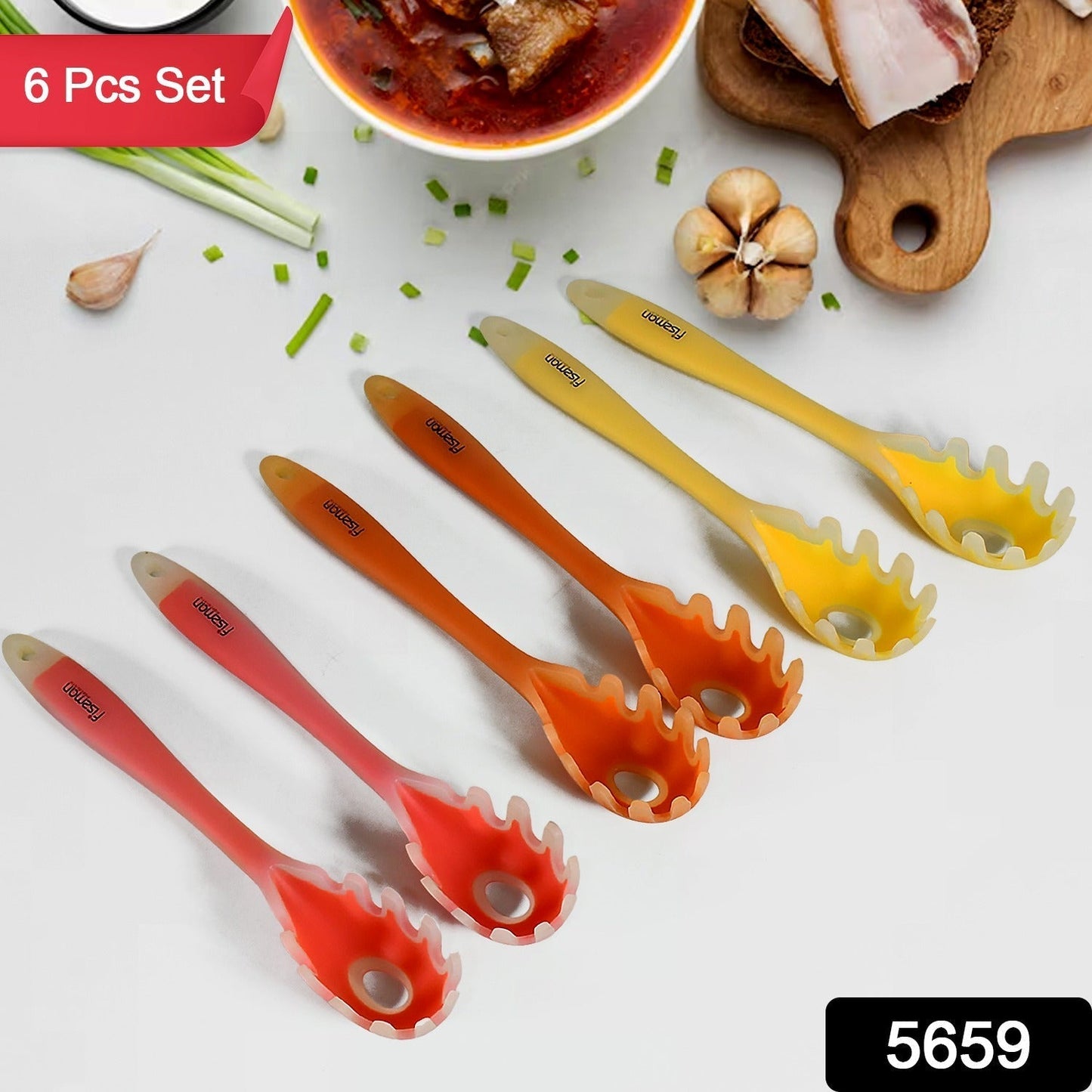 Multipurpose Silicone Spoon, Silicone Basting Spoon Non - Stick Kitchen Utensils Household Gadgets Heat - Resistant Non Stick Spoons Kitchen Cookware Items For Cooking and Baking (6 Pcs Set) - infinityexculsivestore.com