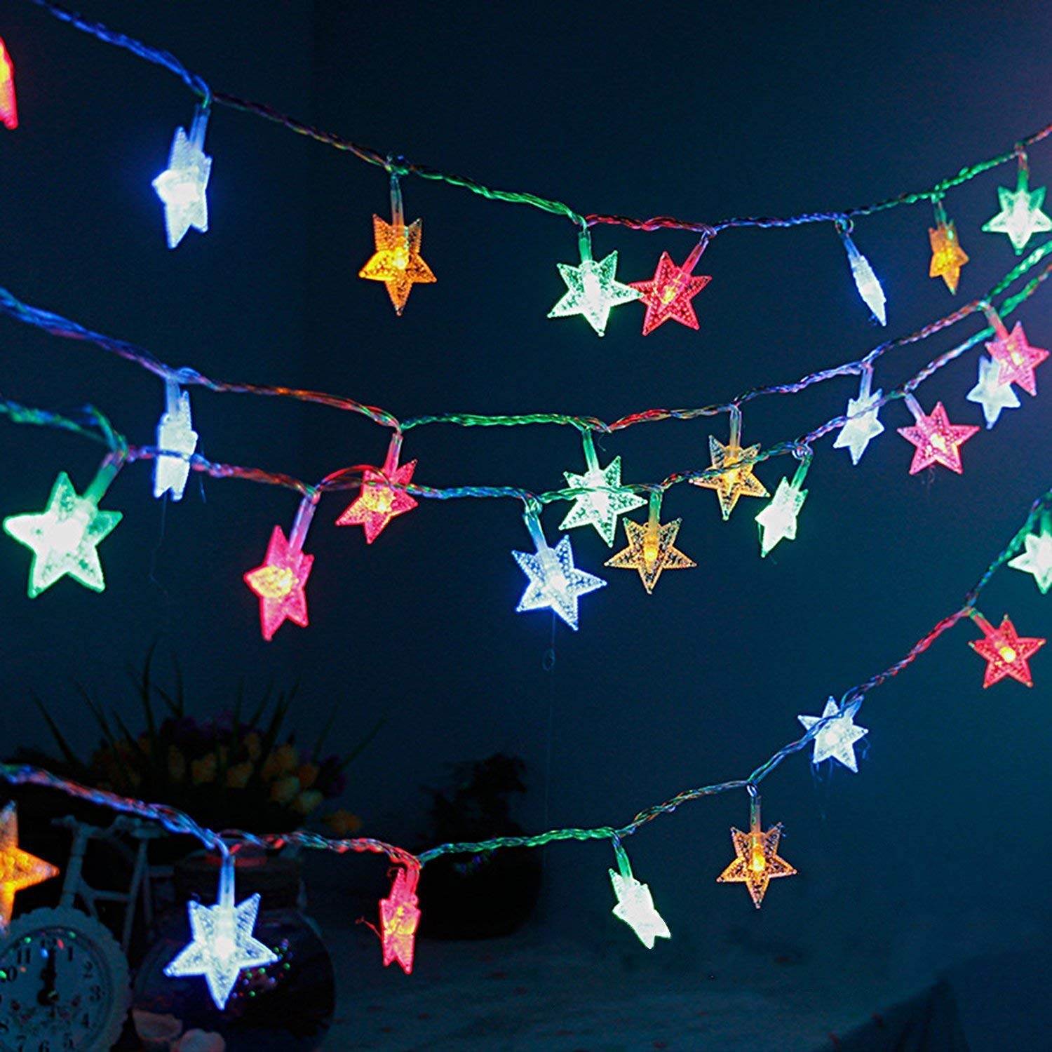 28 LED / Star 3.9 Meter Star Shape Led Light Battery Operated with Flashing Modes for Home Decoration, Kids Room, Waterproof Diwali & Wedding LED Christmas Light Indoor and Outdoor Light ,Festival Decoration (Multicolor Battery Not Included 3.9Mtr) - infinityexculsivestore.com