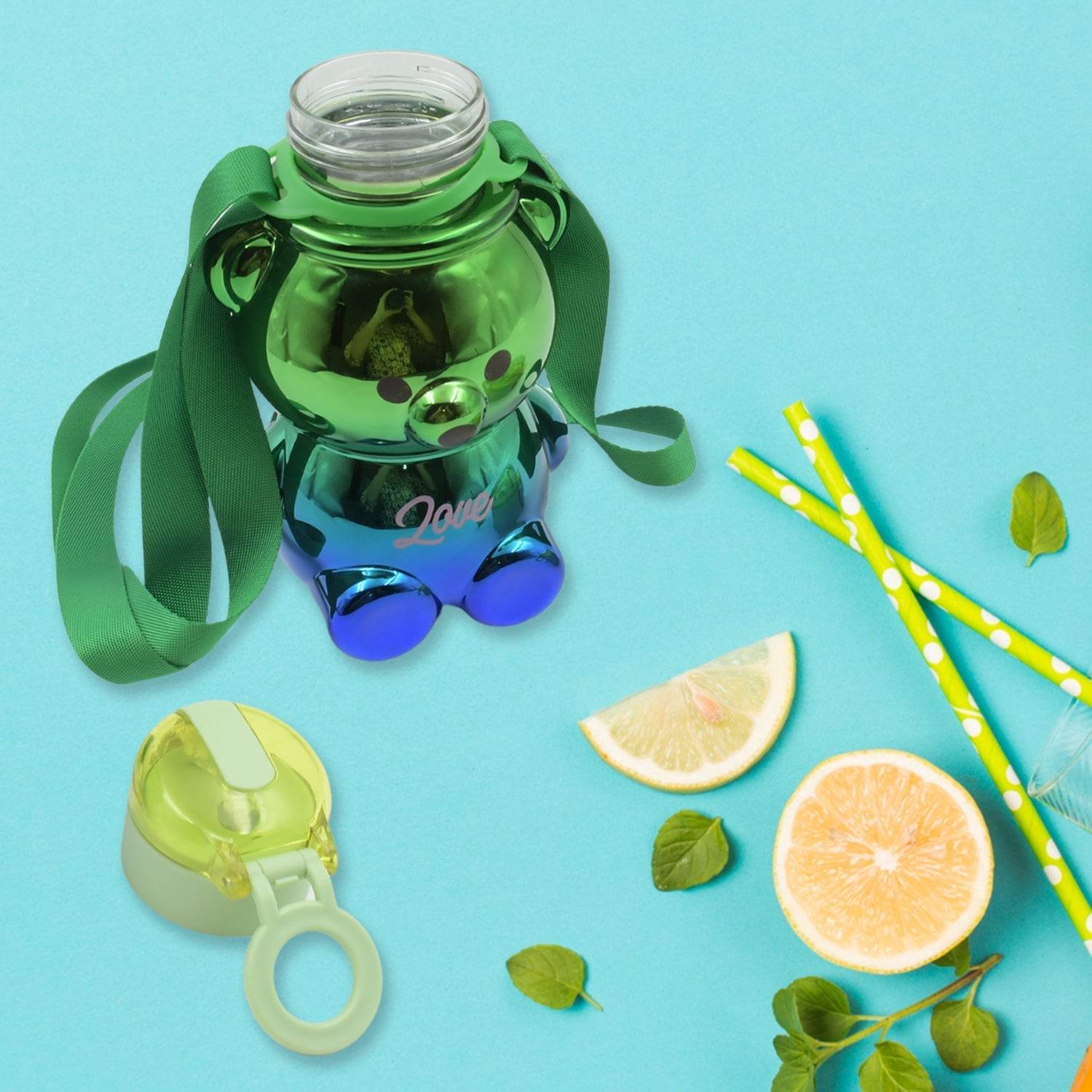 Cute Plastic Water Bottle, with adjustable shoulder strap and stickers, portable drinking cup Water Bottle For Kids | Water Bottle | Return Gift For Kids | Water Bottle With Straw | School Water Bottle (1 Pc) - infinityexculsivestore.com