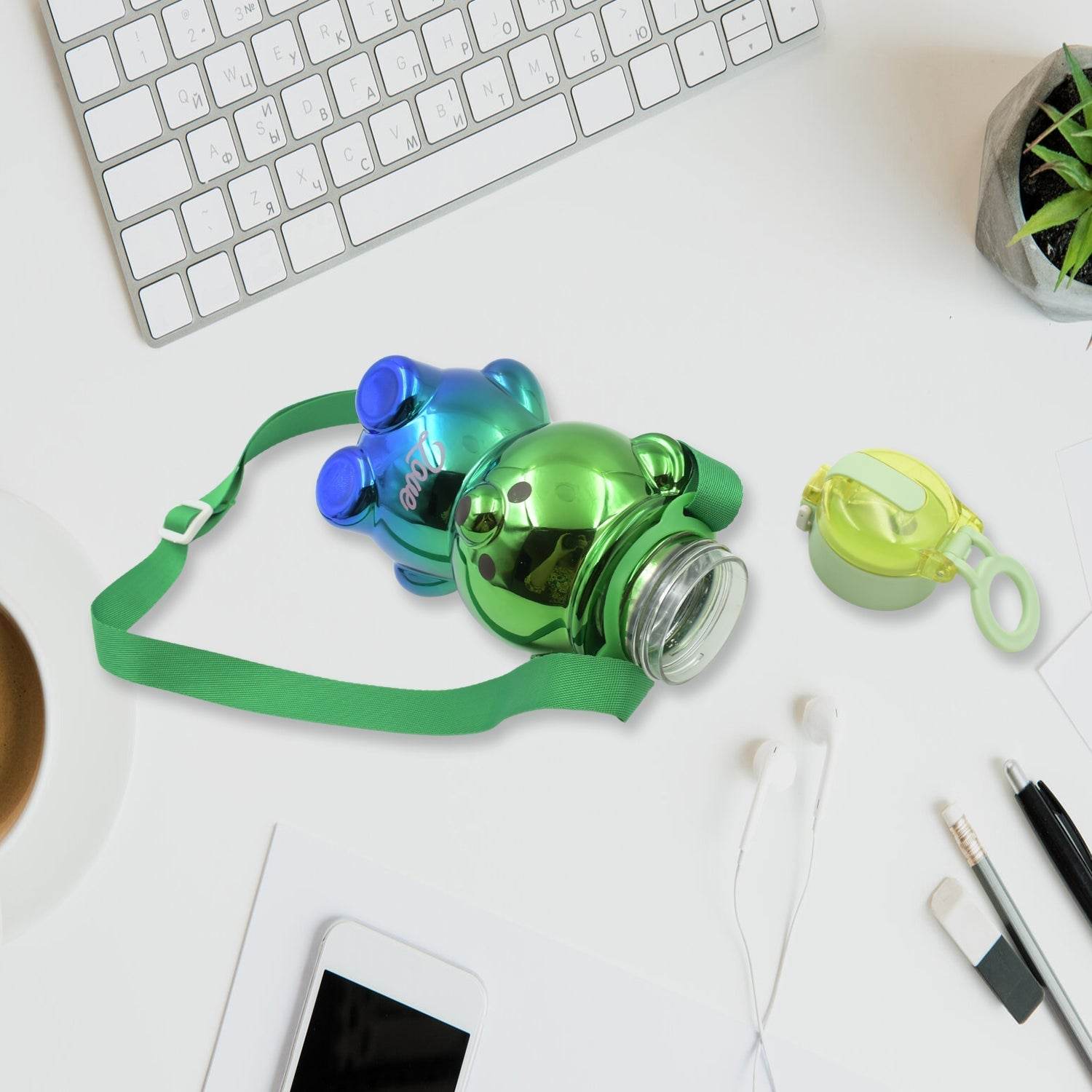 Cute Plastic Water Bottle, with adjustable shoulder strap and stickers, portable drinking cup Water Bottle For Kids | Water Bottle | Return Gift For Kids | Water Bottle With Straw | School Water Bottle (1 Pc) - infinityexculsivestore.com