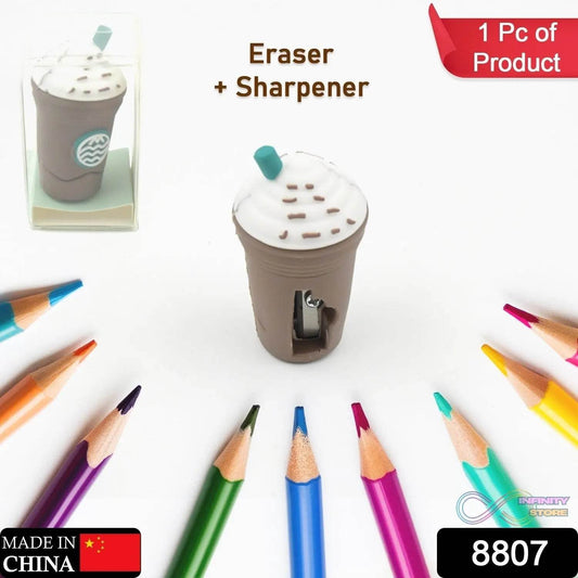 2In1 3D Cute Coffee Or Ice cream Shape sharpner Like Rotary Manual Pencil Sharpener for Kids Ice Cream Style Office School Supplies, Back to School Gift for Students,Kids Educational Stationary kit, B'Day Return Gift (1 Pc) - infinityexculsivestore.com