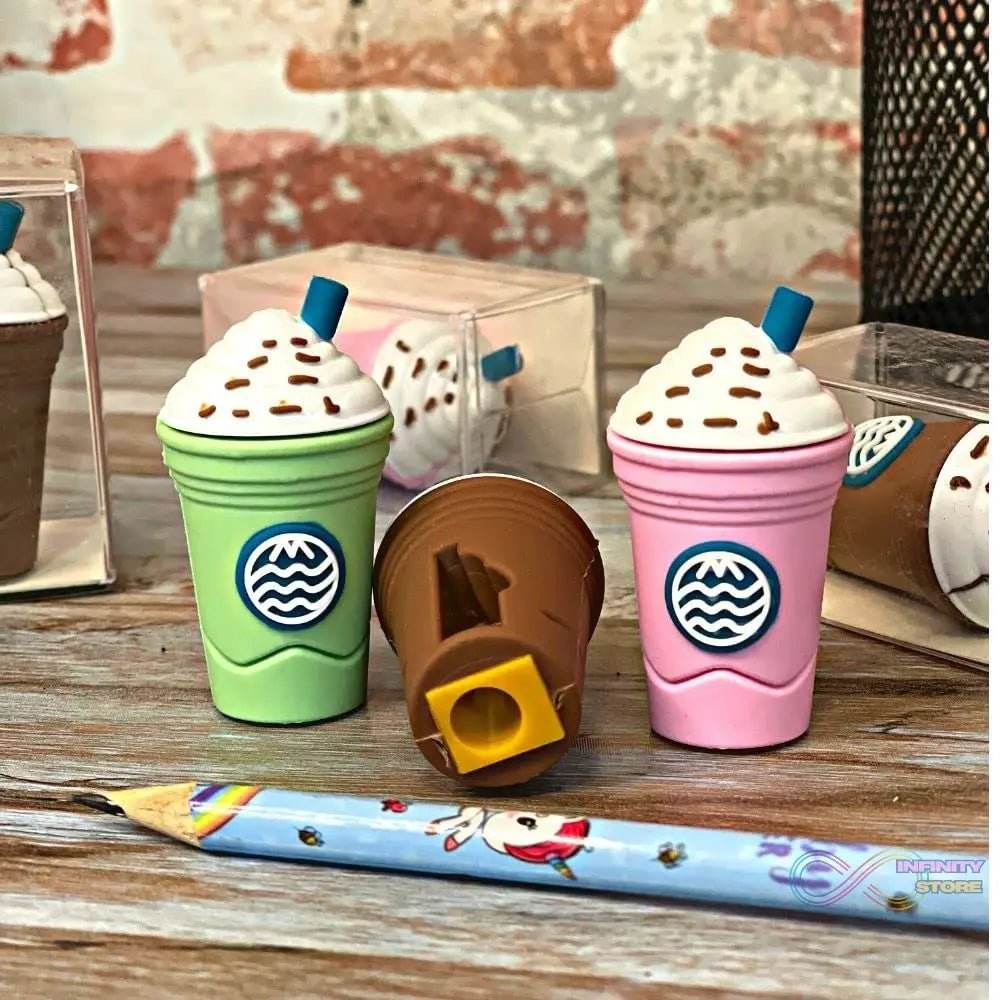2In1 3D Cute Coffee Or Ice cream Shape sharpner Like Rotary Manual Pencil Sharpener for Kids Ice Cream Style Office School Supplies, Back to School Gift for Students,Kids Educational Stationary kit, B'Day Return Gift (1 Pc) - infinityexculsivestore.com