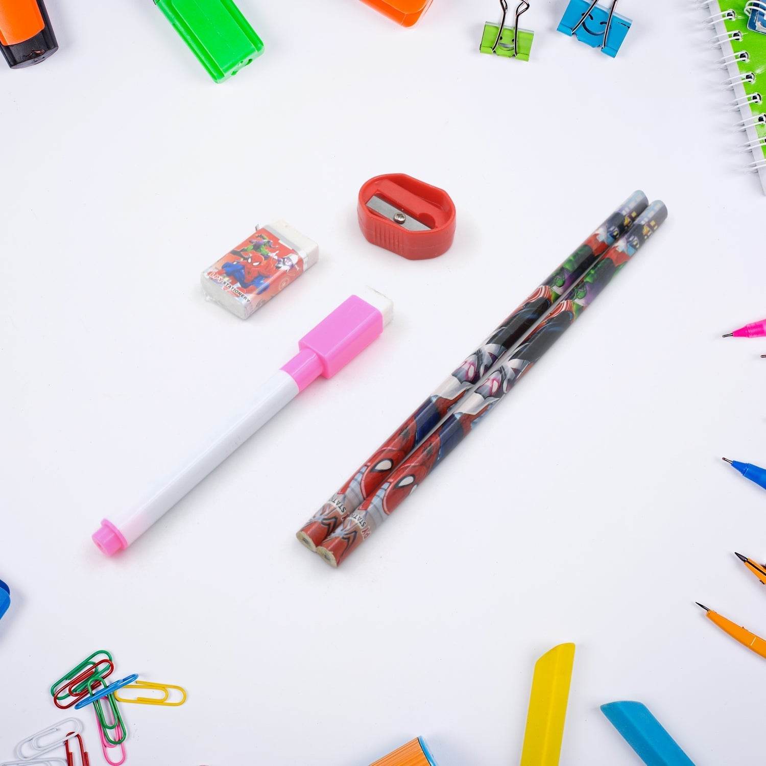 Big Cartoon Printed Metal Compass Box, Pencil Case With Sharpner, Eraser, Pencil, Marker & Scale for Kids Stationery Compass Box, Stationery Gift for School Kids Compass, Pencil Box, Birthday Return Gift for Kids (6 Pc Set) - infinityexculsivestore.com