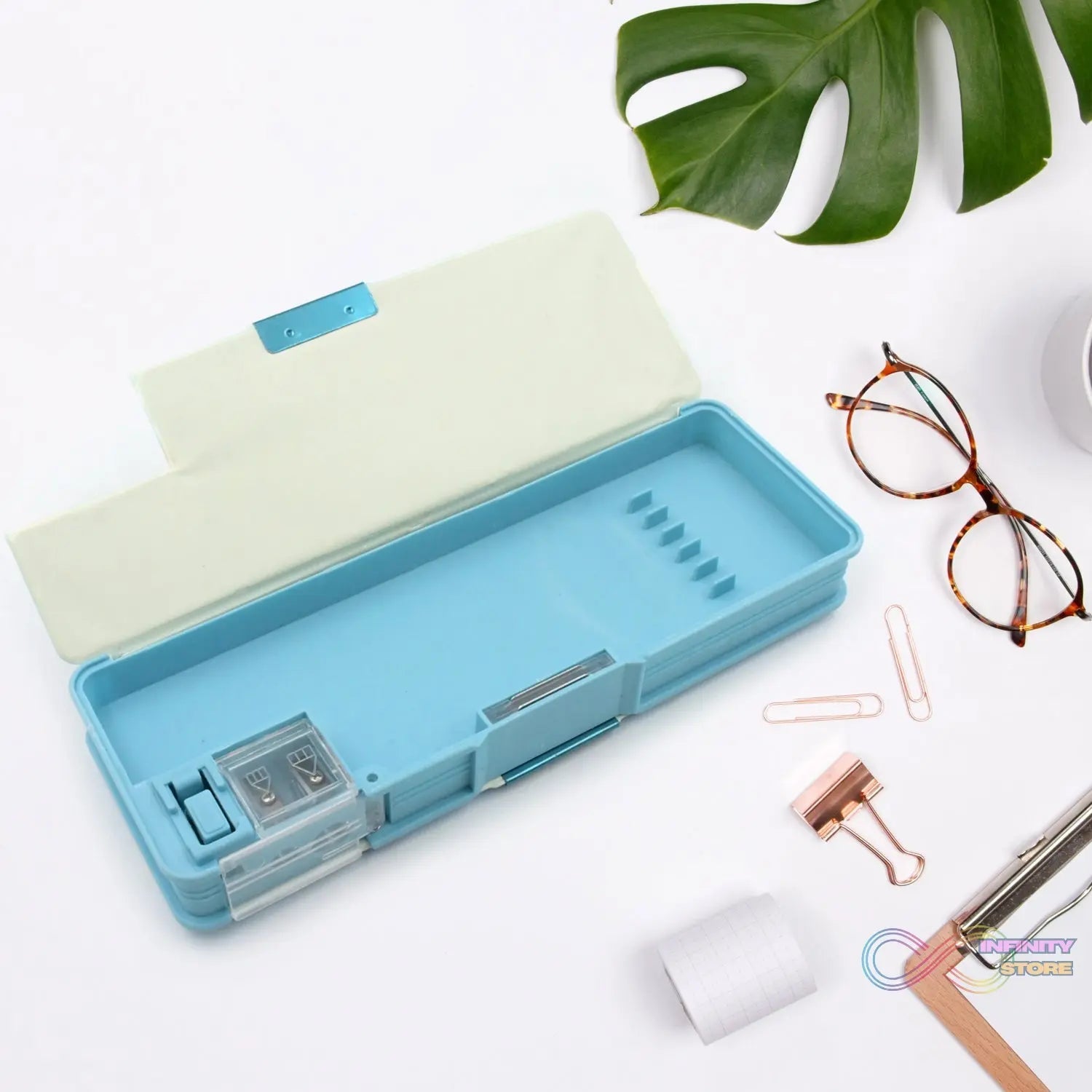 Multipurpose Compass Box, Plastic Double Deck Pencil Case with 2 Compartments, Supplies Utility Box Storage Organizer, Pencil Box for School, Cartoon Printed Pencil Case for Kids, Birthday Gift for Girls & Boys (1 Pc Mix Design) - infinityexculsivestore.com