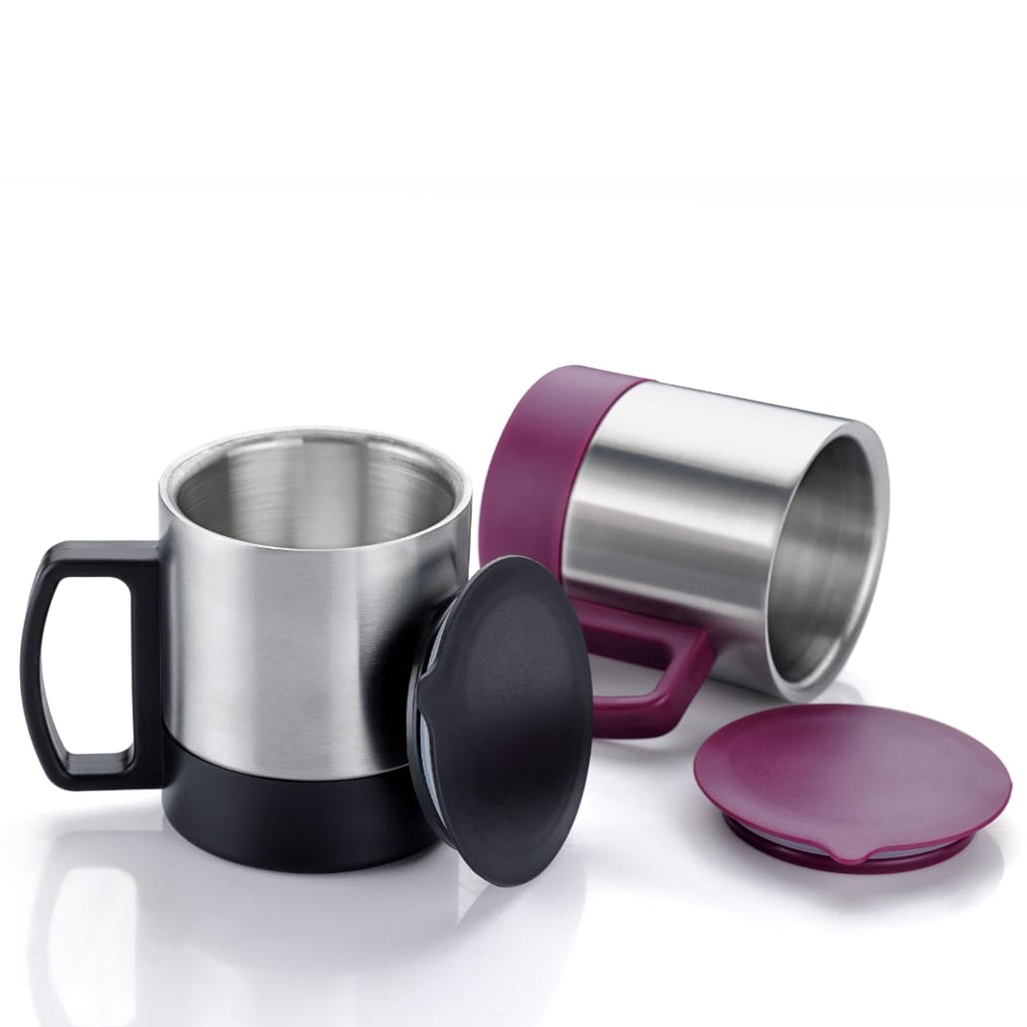 Stainless Steel Coffee/Tea Cup, Stainless Steel Lid Cover Hot Coffee/Tea Mug Hot Insulated Double Wall Stainless Steel, Coffee and Milk Cup with Lid & Handle Easy To Carry - Coffee Cup (1 Pc) - infinityexculsivestore.com