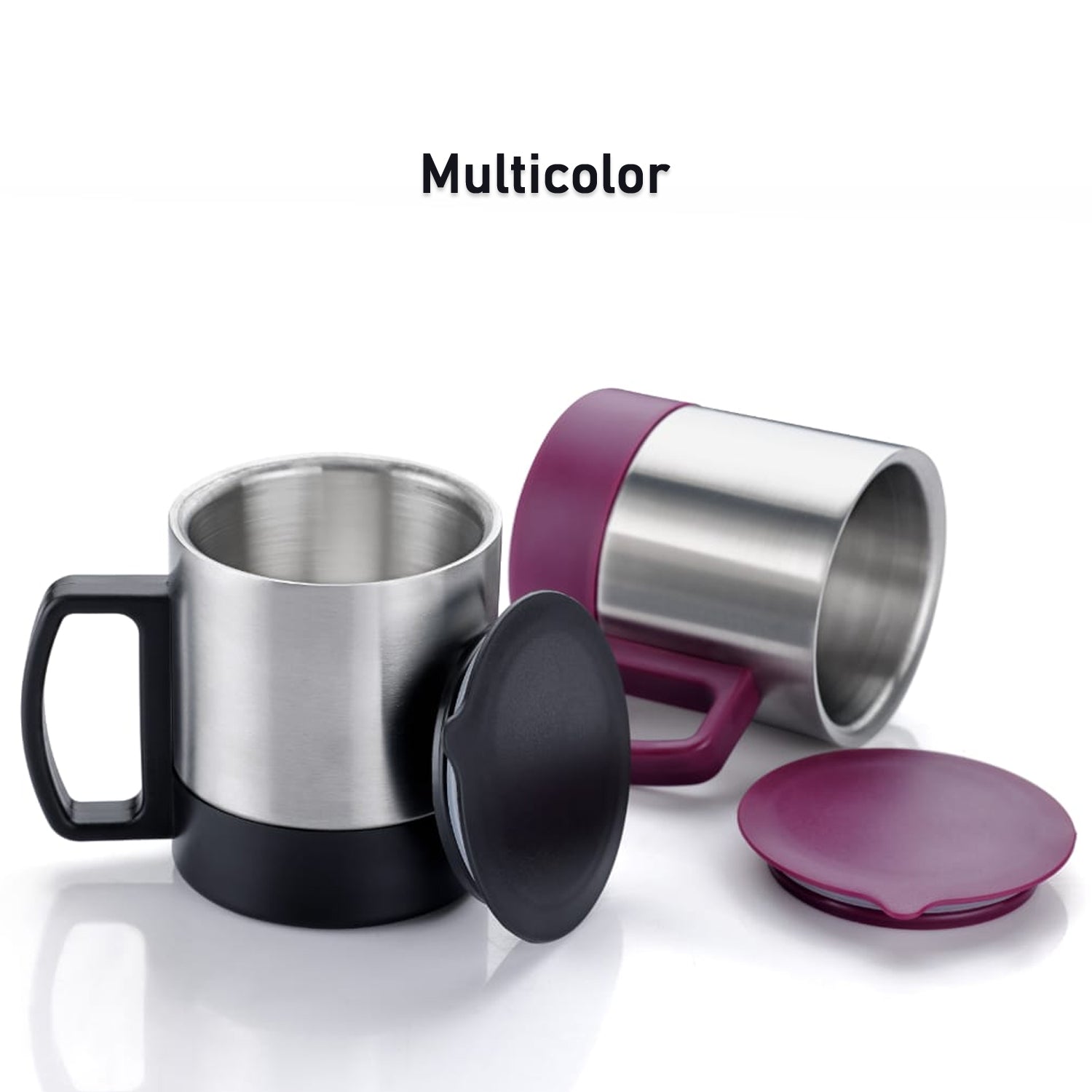 Stainless Steel Coffee/Tea Cup, Stainless Steel Lid Cover Hot Coffee/Tea Mug Hot Insulated Double Wall Stainless Steel, Coffee and Milk Cup with Lid & Handle Easy To Carry - Coffee Cup (1 Pc) - infinityexculsivestore.com