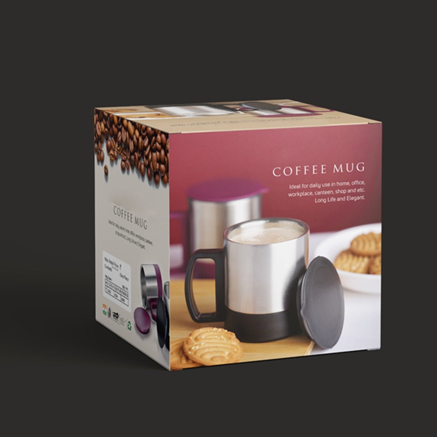 Stainless Steel Coffee/Tea Cup, Stainless Steel Lid Cover Hot Coffee/Tea Mug Hot Insulated Double Wall Stainless Steel, Coffee and Milk Cup with Lid & Handle Easy To Carry - Coffee Cup (1 Pc) - infinityexculsivestore.com