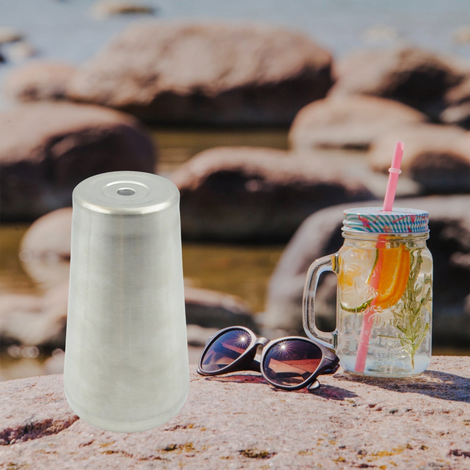 Stainless Steel Vacuum Insulated Travel Mug/ Glass Reusable Water Glass/Serving Unbreakable Drinking Glasses Plain Design for Everyday Use Drinks Water, Tea Mug, Outdoor, Home, Office (1 Pc) - infinityexculsivestore.com
