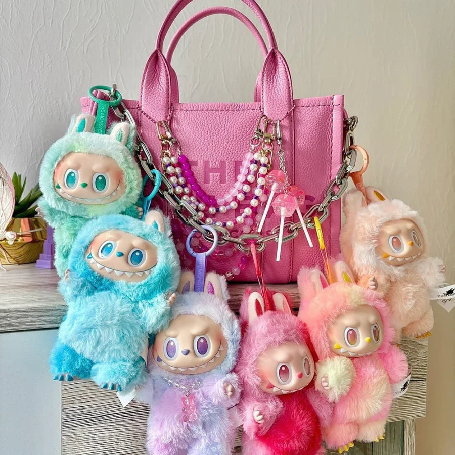 MEXONIC Labubu Doll Birthday Gift Cartoon Character Toy Action Figure Labubu, Random Design Figures Collectible Toys Home Decorations, Plush Keychain Surprise (Multicolor)