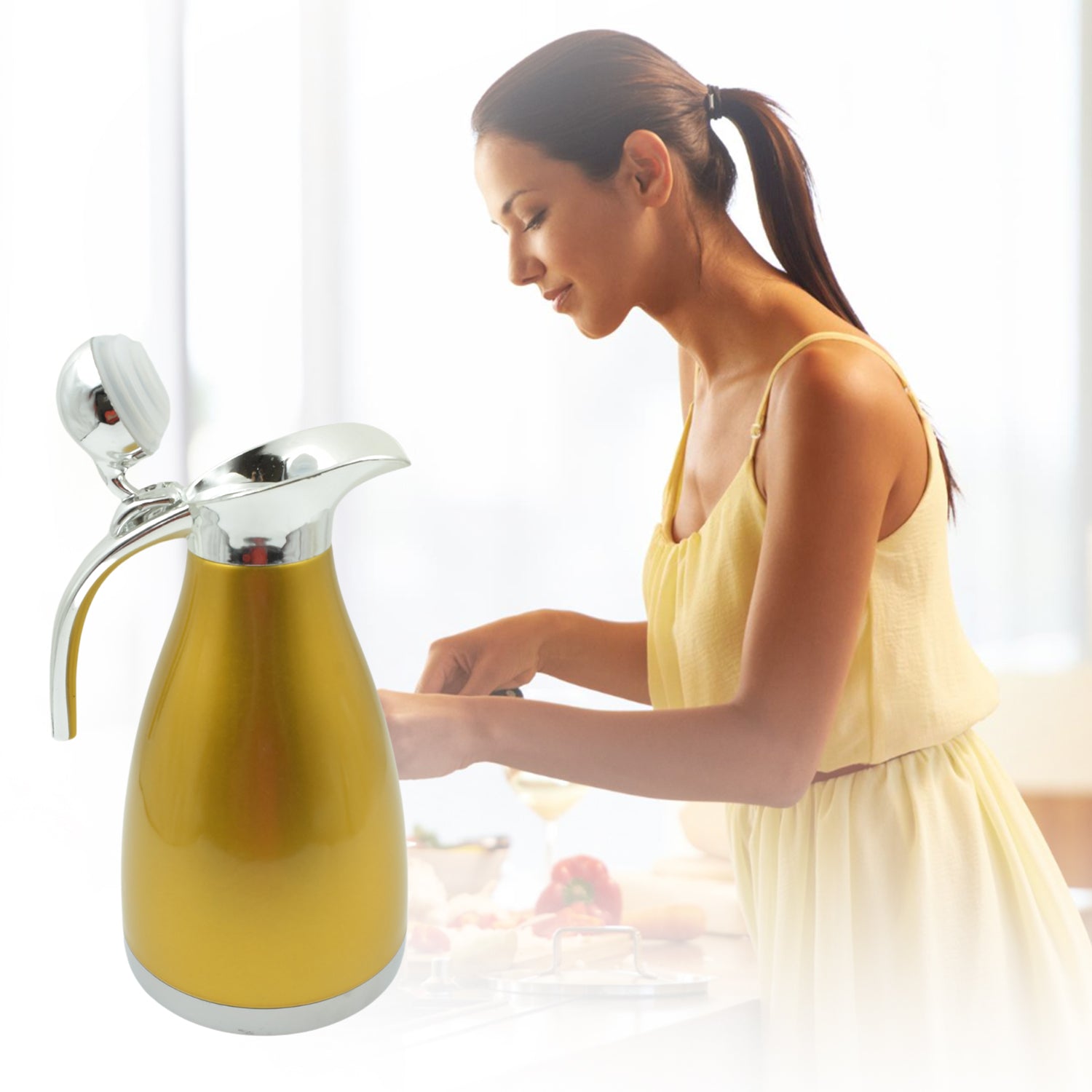 Vacuum Insulated Kettle Jug, Vacuum Insulated Thermos Kettle Jug Insulated Vacuum Flask, Vacuum Kettle Jug Stainless Steel For Milk ,Tea ,Beverage Home Office Travel Coffee (1.5 Ltr / 1Pc) - infinityexculsivestore.com