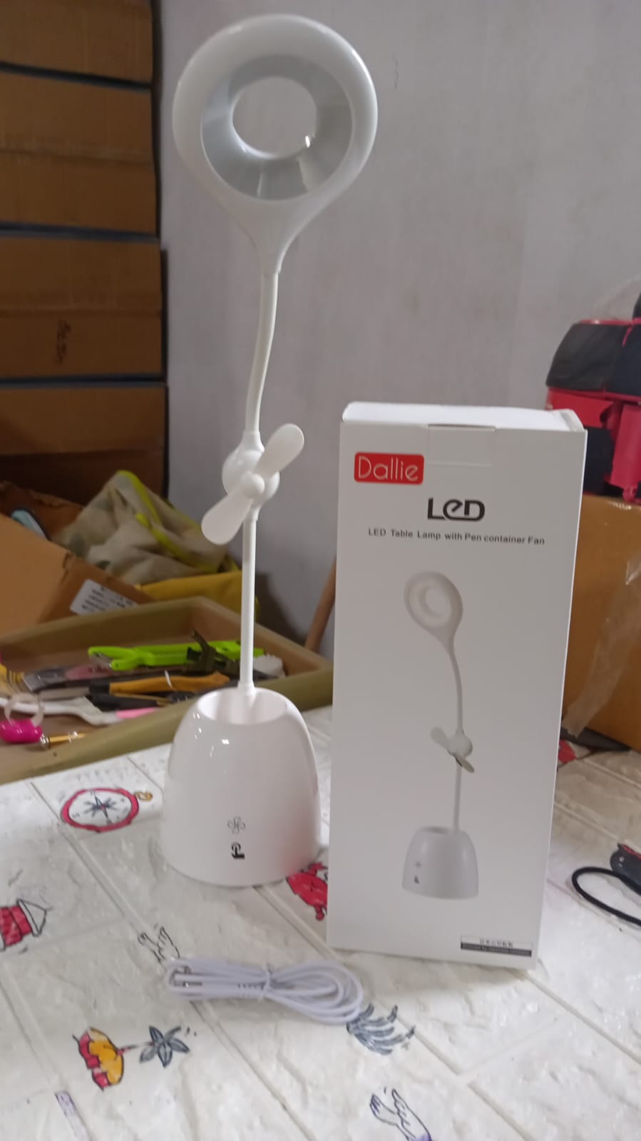 Rechargeable LED, LED Desk Lamp with Pen Container Fan, Interior Lighting for Study, Children's Room, Bedroom or Office, Perfect for Emergency, Study, Reading and Home USB Cable Included - infinityexculsivestore.com