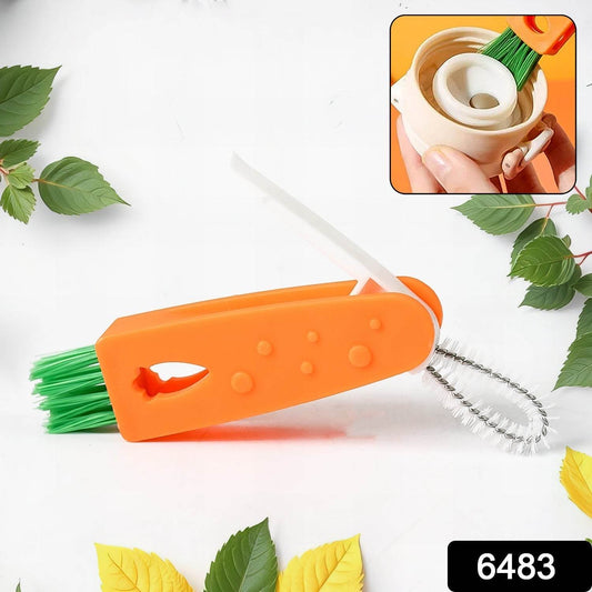 3 in 1 Multifunctional Cleaning Brush Mini Glass Cover Cleaning Brush Bottle Cleaning Brush Set Cup Cleaner Brush Bottle Cap Detail Brush for Bottle Cup Cover Lid Home Kitchen Washing Tool (1 Pc) - infinityexculsivestore.com
