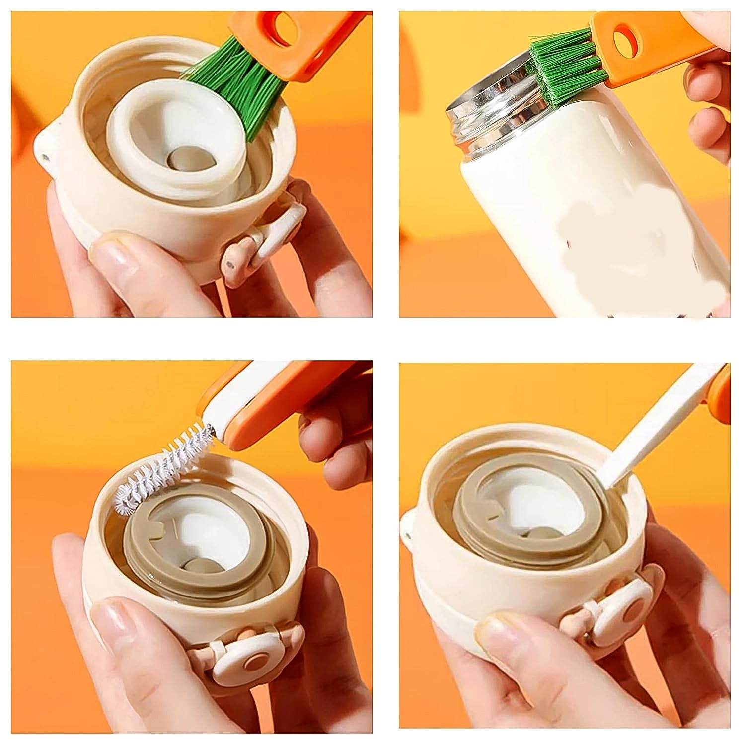 3 in 1 Multifunctional Cleaning Brush Mini Glass Cover Cleaning Brush Bottle Cleaning Brush Set Cup Cleaner Brush Bottle Cap Detail Brush for Bottle Cup Cover Lid Home Kitchen Washing Tool (1 Pc) - infinityexculsivestore.com