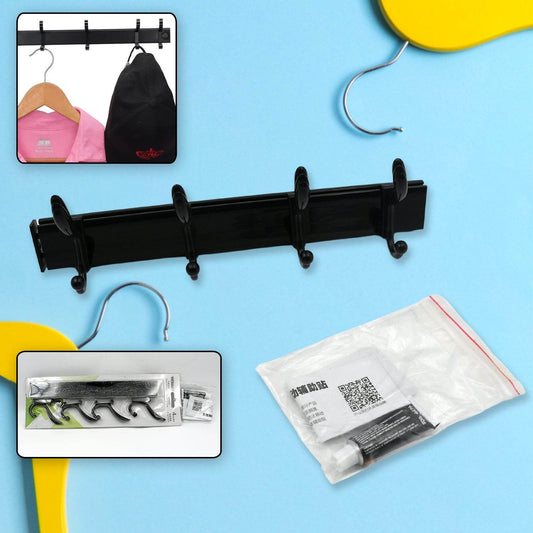 Cloth hanger, Wall Door Hooks Rail for Hanging Clothes for Hanging Hook Rack Rail, Extra Long Coat Hanger Wall Mount for Clothes, Jacket, Hats, 6 Hook With Eco-friendly Liquid Adhesive Glue - infinityexculsivestore.com