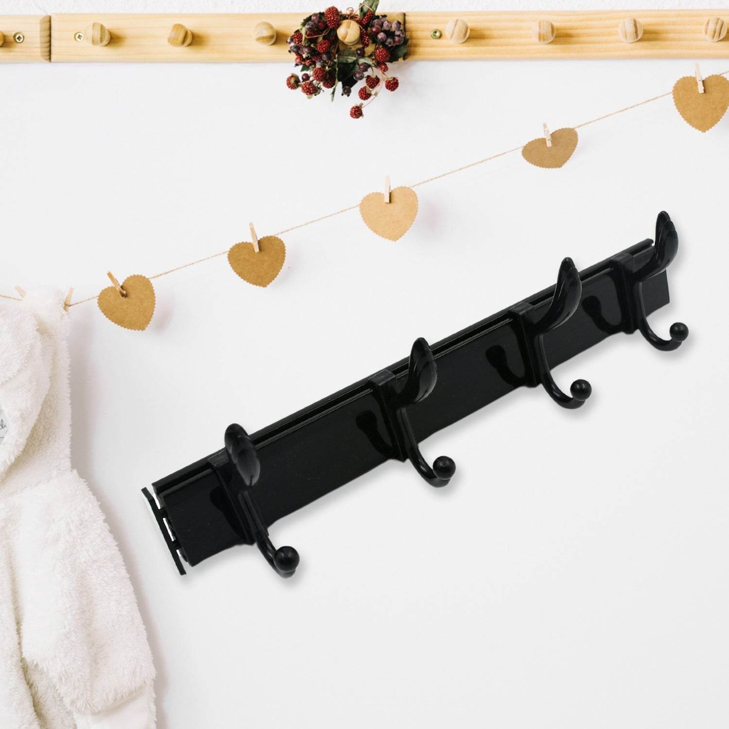 Cloth hanger, Wall Door Hooks Rail for Hanging Clothes for Hanging Hook Rack Rail, Extra Long Coat Hanger Wall Mount for Clothes, Jacket, Hats, 6 Hook With Eco-friendly Liquid Adhesive Glue - infinityexculsivestore.com