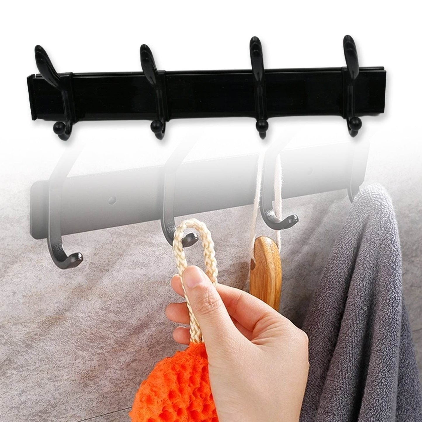 Cloth hanger, Wall Door Hooks Rail for Hanging Clothes for Hanging Hook Rack Rail, Extra Long Coat Hanger Wall Mount for Clothes, Jacket, Hats, 6 Hook With Eco-friendly Liquid Adhesive Glue - infinityexculsivestore.com