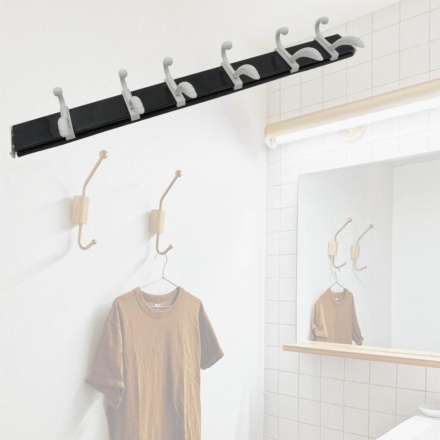 Cloth hanger, Wall Door Hooks Rail for Hanging Clothes for Hanging Hook Rack Rail, Extra Long Coat Hanger Wall Mount for Clothes, Jacket, Hats, 6 Hook With Eco-friendly Liquid Adhesive Glue - infinityexculsivestore.com