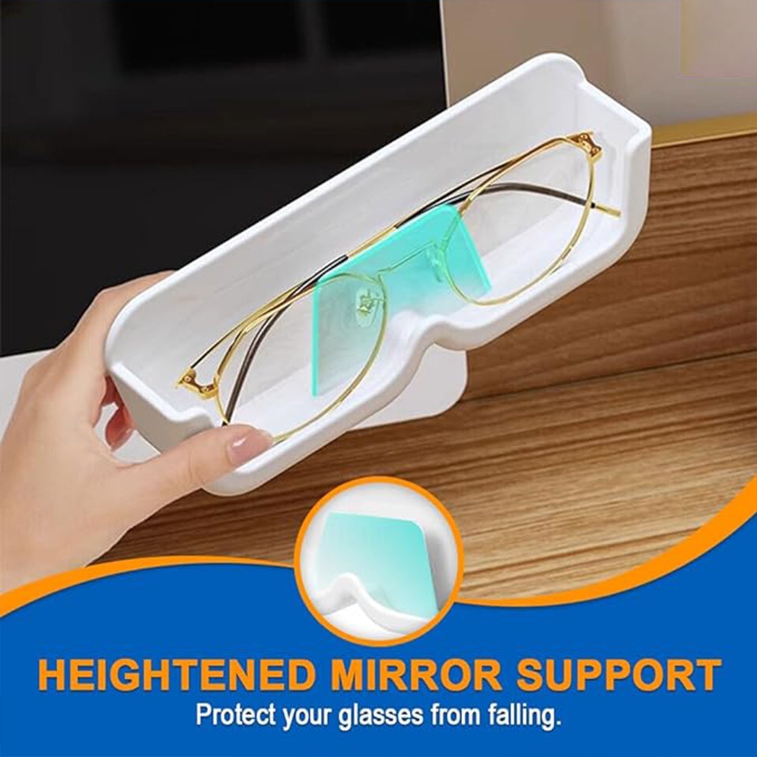 Wall Mount Sunglass Organizer Simple Space Saving Glasses Storage Box Eyewear Stand Holder for Showcase Bedroom Apartment With 2 pc Double Sided Adhesive Sticker (2 Pcs Set) - infinityexculsivestore.com