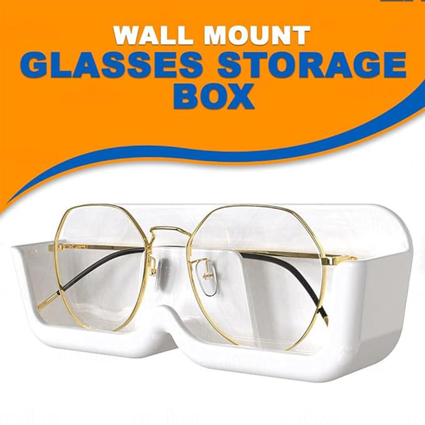 Wall Mount Sunglass Organizer Simple Space Saving Glasses Storage Box Eyewear Stand Holder for Showcase Bedroom Apartment With 2 pc Double Sided Adhesive Sticker (2 Pcs Set) - infinityexculsivestore.com