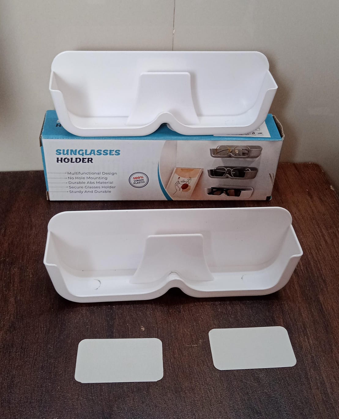 Wall Mount Sunglass Organizer Simple Space Saving Glasses Storage Box Eyewear Stand Holder for Showcase Bedroom Apartment With 2 pc Double Sided Adhesive Sticker (2 Pcs Set) - infinityexculsivestore.com
