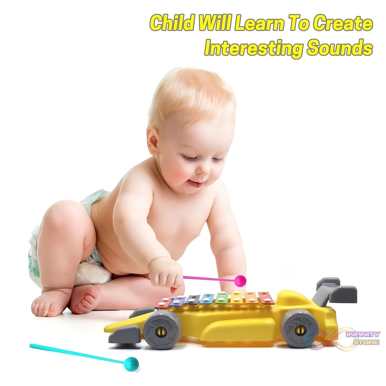 Musical Car Piano Xylophone Toy, Plastic Car Xylophone (1 Set) - infinityexculsivestore.com