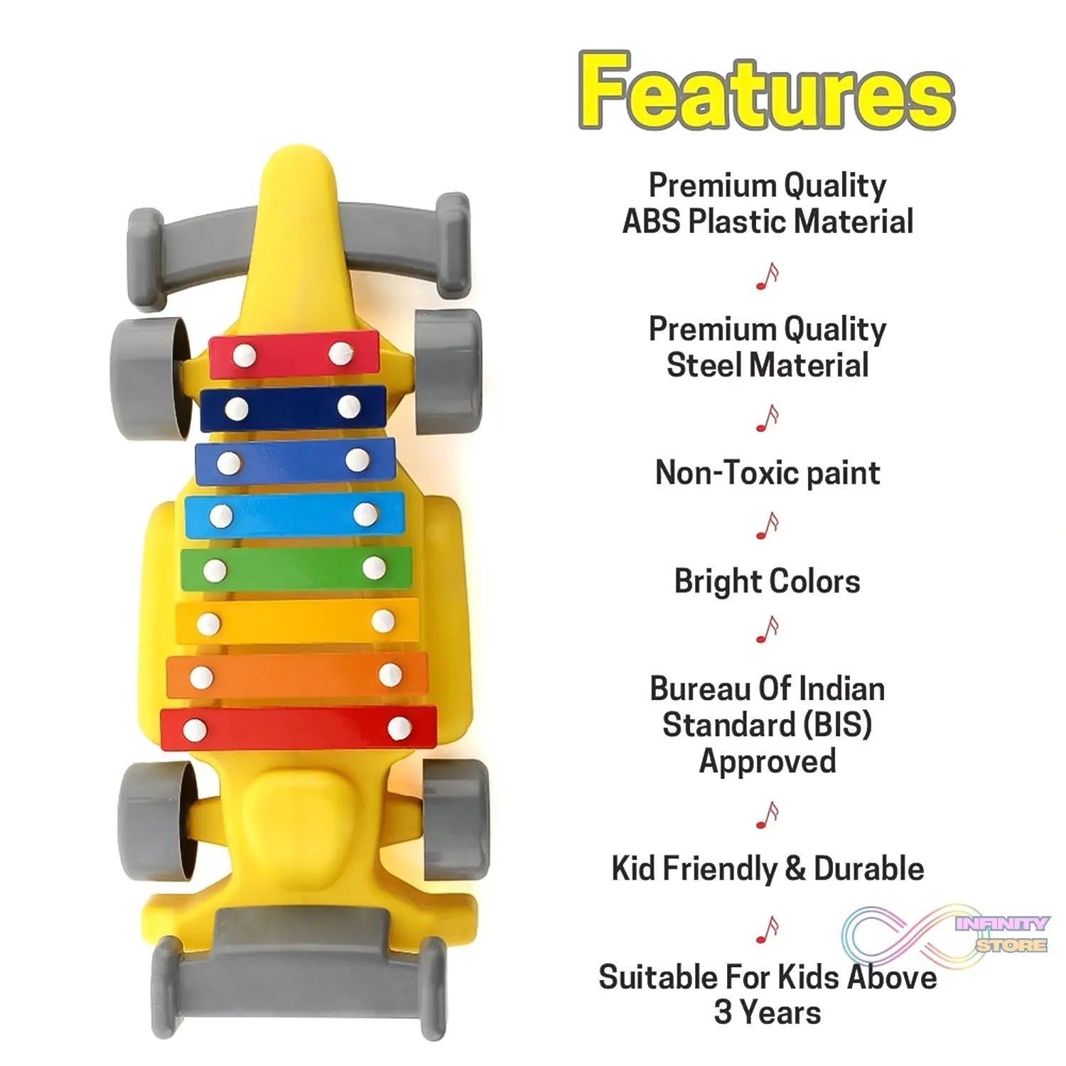 Musical Car Piano Xylophone Toy, Plastic Car Xylophone (1 Set) - infinityexculsivestore.com