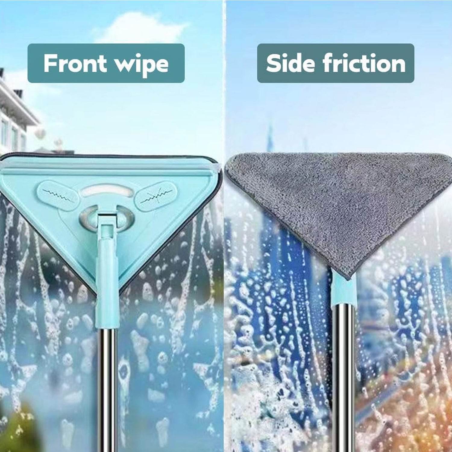 2 In 1 Extendable Triangle Mop Retractable Cleaning Mop Brush & Viper, 360 Degree Rotating Floors Wall Cleaning Mop Dust Mop with Telescopic Handle and Reusable Mop Heads (1 Pc) - infinityexculsivestore.com