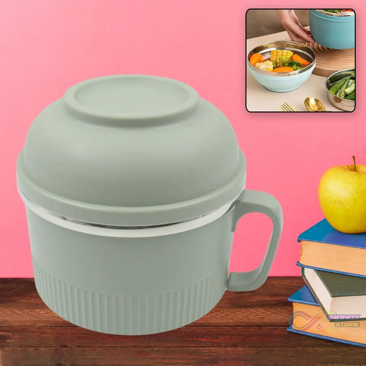 Vacuum Food Flask, Insulation Large Capacity Double Layer Structure Non Slip Labor Saving and Safe Stainless Steel Inner Tank Lunch Box/ Noodle Bowl for Camping Picnic for School Office Outdoor (1 Pc) - infinityexculsivestore.com