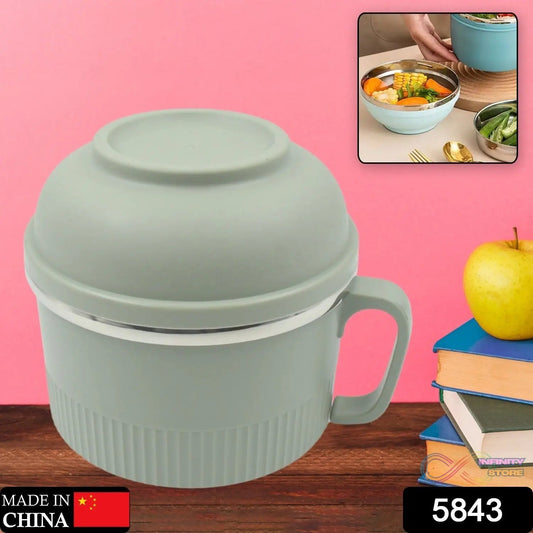 Vacuum Food Flask, Insulation Large Capacity Double Layer Structure Non Slip Labor Saving and Safe Stainless Steel Inner Tank Lunch Box/ Noodle Bowl for Camping Picnic for School Office Outdoor (1 Pc) - infinityexculsivestore.com