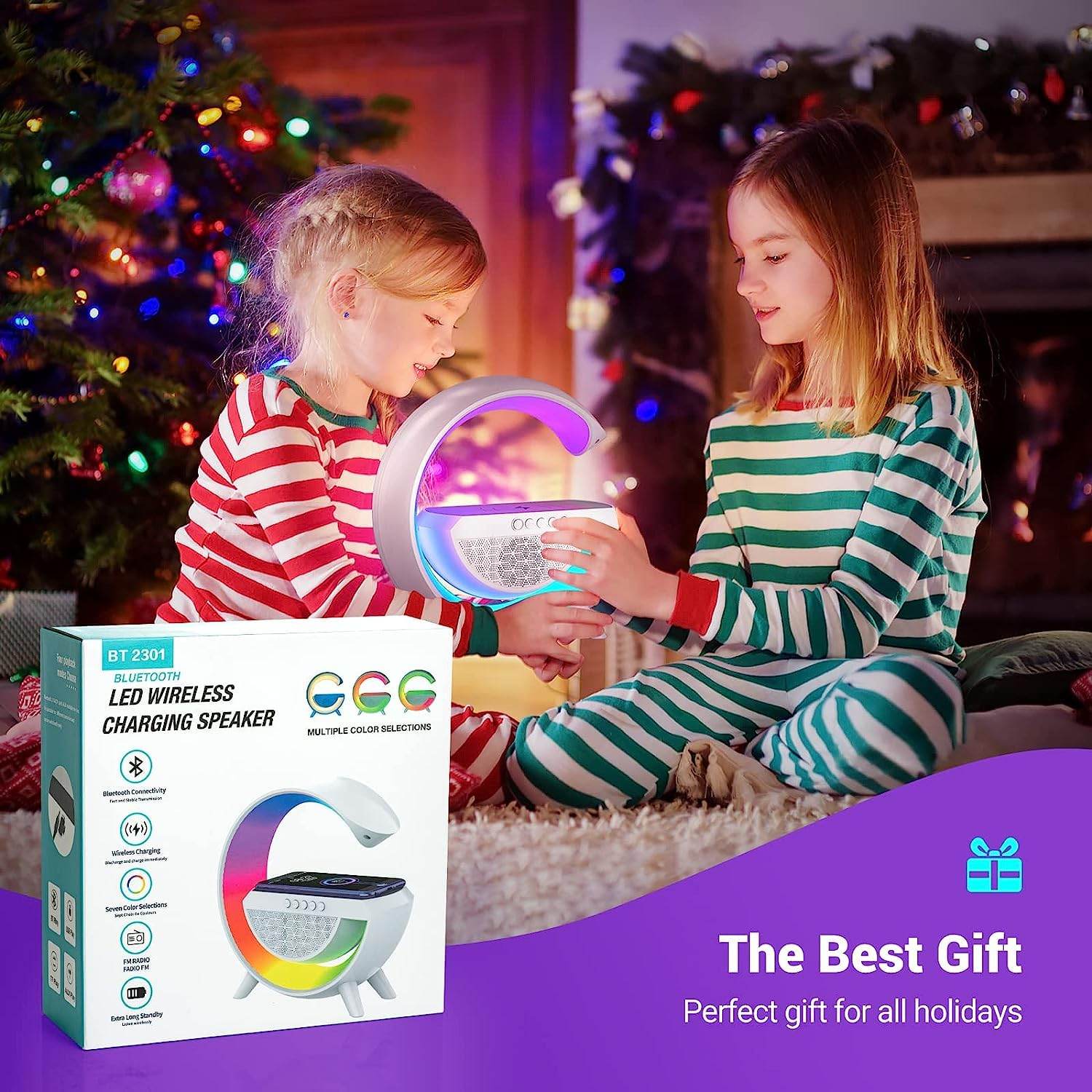 3-in-1 Multi-Function LED Night Lamp with Bluetooth Speaker, Wireless Charging, for Bedroom for Music, Party and Mood Lighting - Perfect Gift for All Occasions blootuth speaker (Media Player) - infinityexculsivestore.com