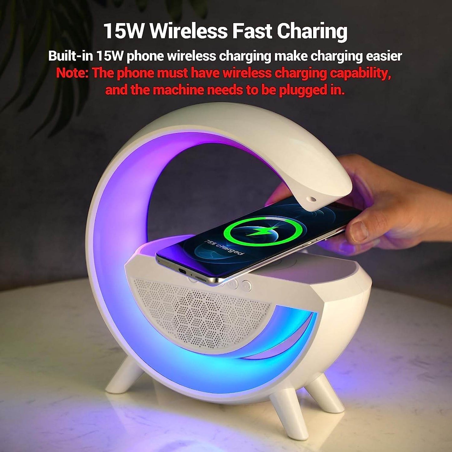 3-in-1 Multi-Function LED Night Lamp with Bluetooth Speaker, Wireless Charging, for Bedroom for Music, Party and Mood Lighting - Perfect Gift for All Occasions blootuth speaker (Media Player) - infinityexculsivestore.com
