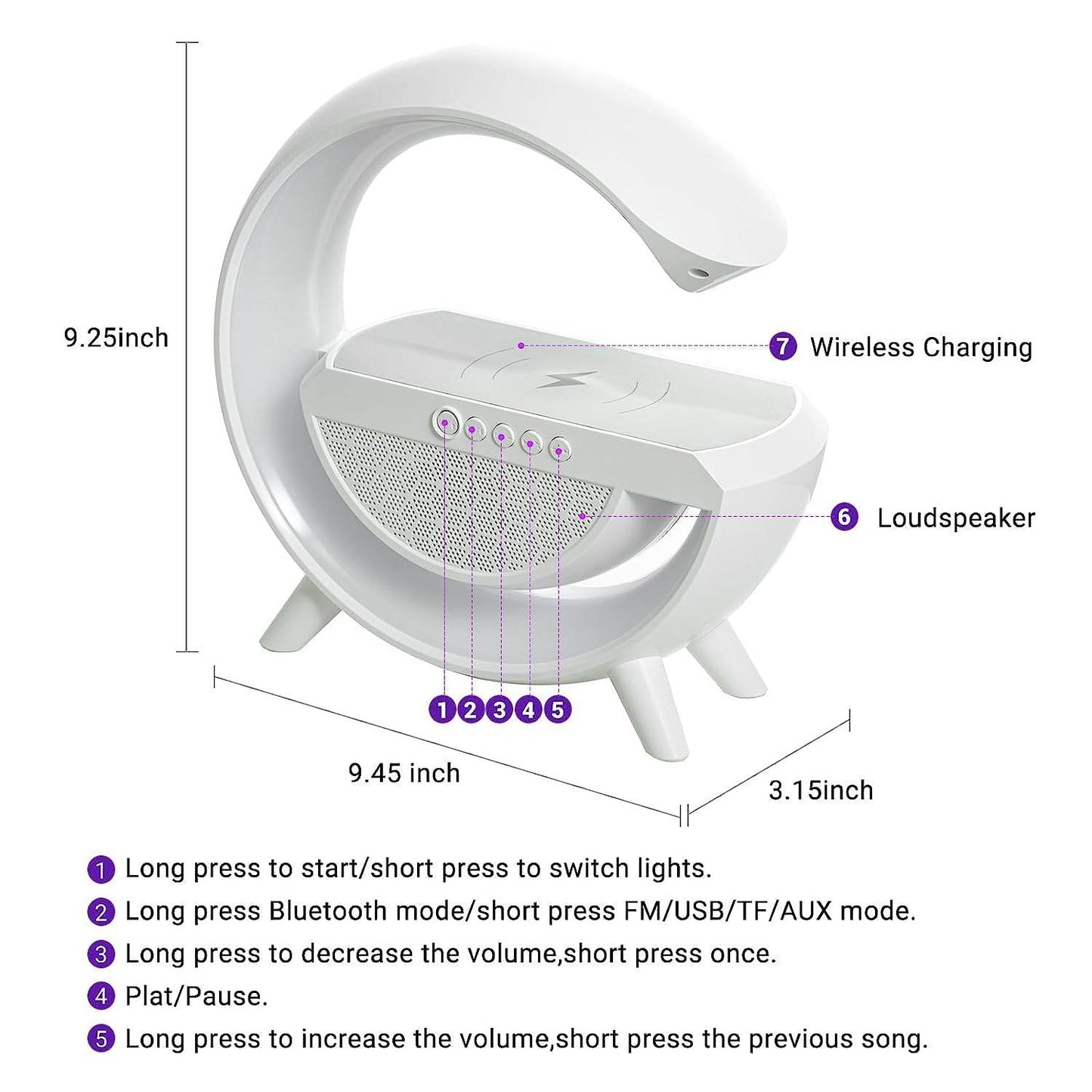 3-in-1 Multi-Function LED Night Lamp with Bluetooth Speaker, Wireless Charging, for Bedroom for Music, Party and Mood Lighting - Perfect Gift for All Occasions blootuth speaker (Media Player) - infinityexculsivestore.com