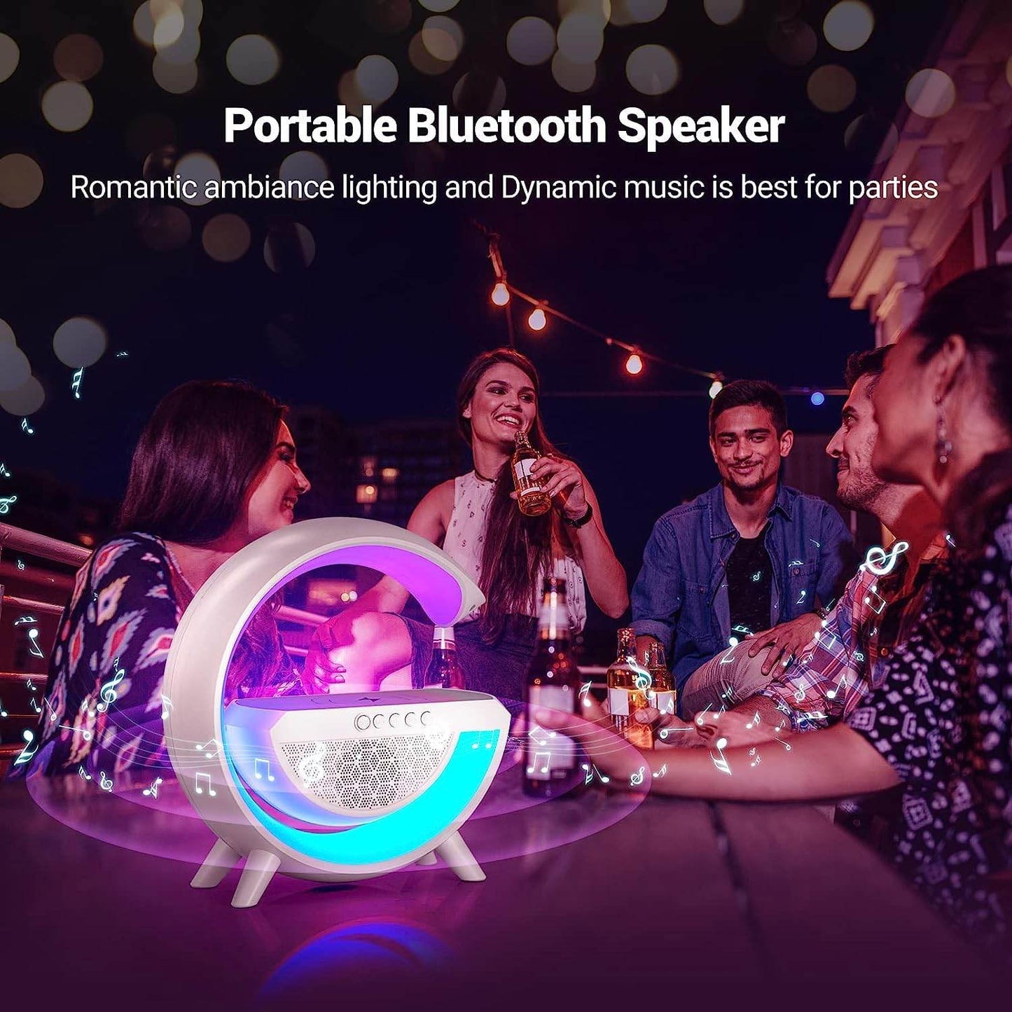 3-in-1 Multi-Function LED Night Lamp with Bluetooth Speaker, Wireless Charging, for Bedroom for Music, Party and Mood Lighting - Perfect Gift for All Occasions blootuth speaker (Media Player) - infinityexculsivestore.com