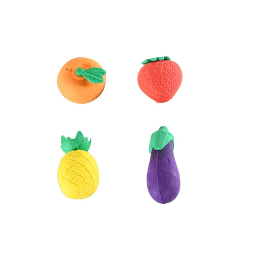Mini Cute Vegetables and Fruits Erasers or Pencil Rubbers for Kids, 1 Set Fancy & Stylish Colorful Erasers for Children, Eraser Set for Return Gift, Birthday Party, School Prize, 3D Erasers (4 pc Set) - infinityexculsivestore.com