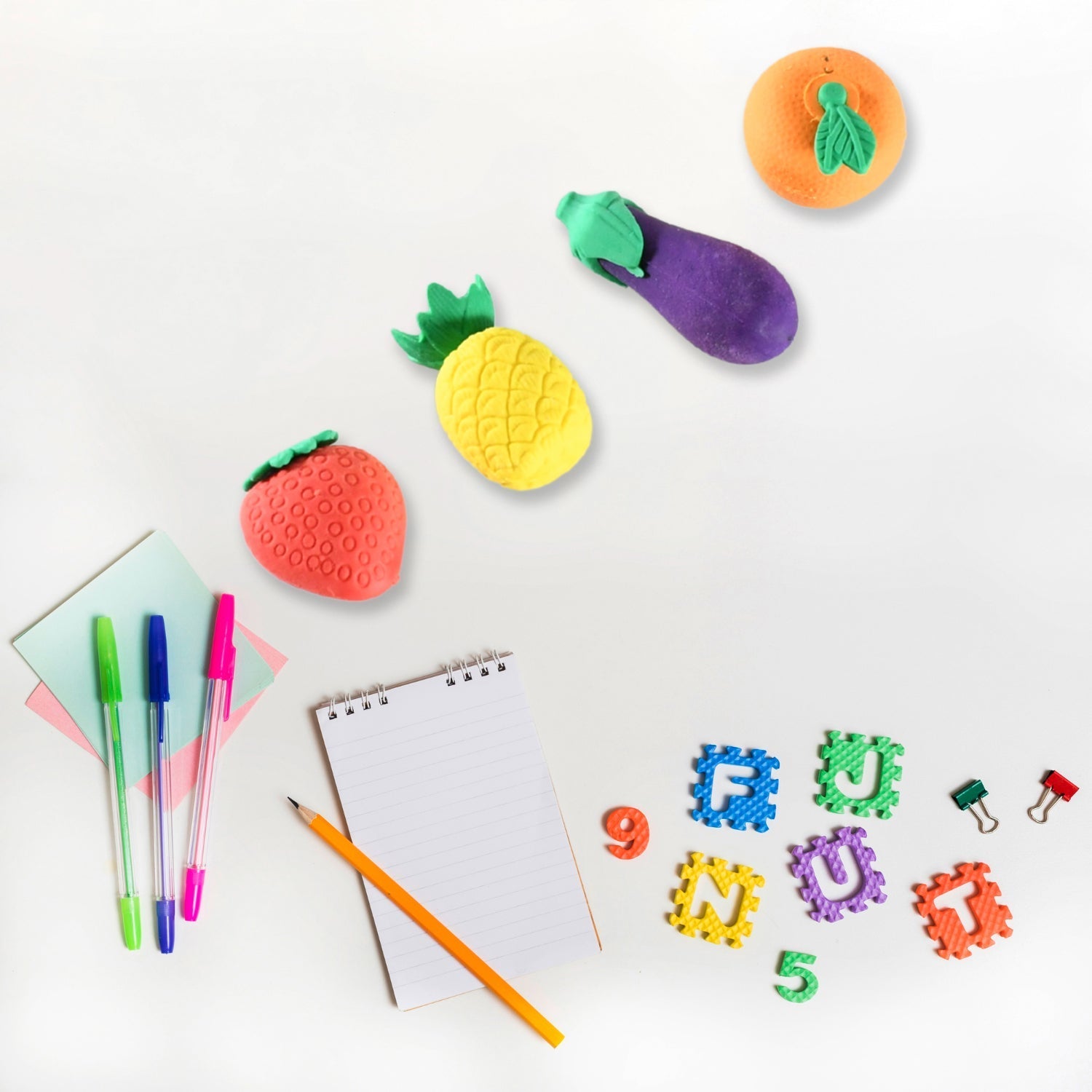 Mini Cute Vegetables and Fruits Erasers or Pencil Rubbers for Kids, 1 Set Fancy & Stylish Colorful Erasers for Children, Eraser Set for Return Gift, Birthday Party, School Prize, 3D Erasers (4 pc Set) - infinityexculsivestore.com
