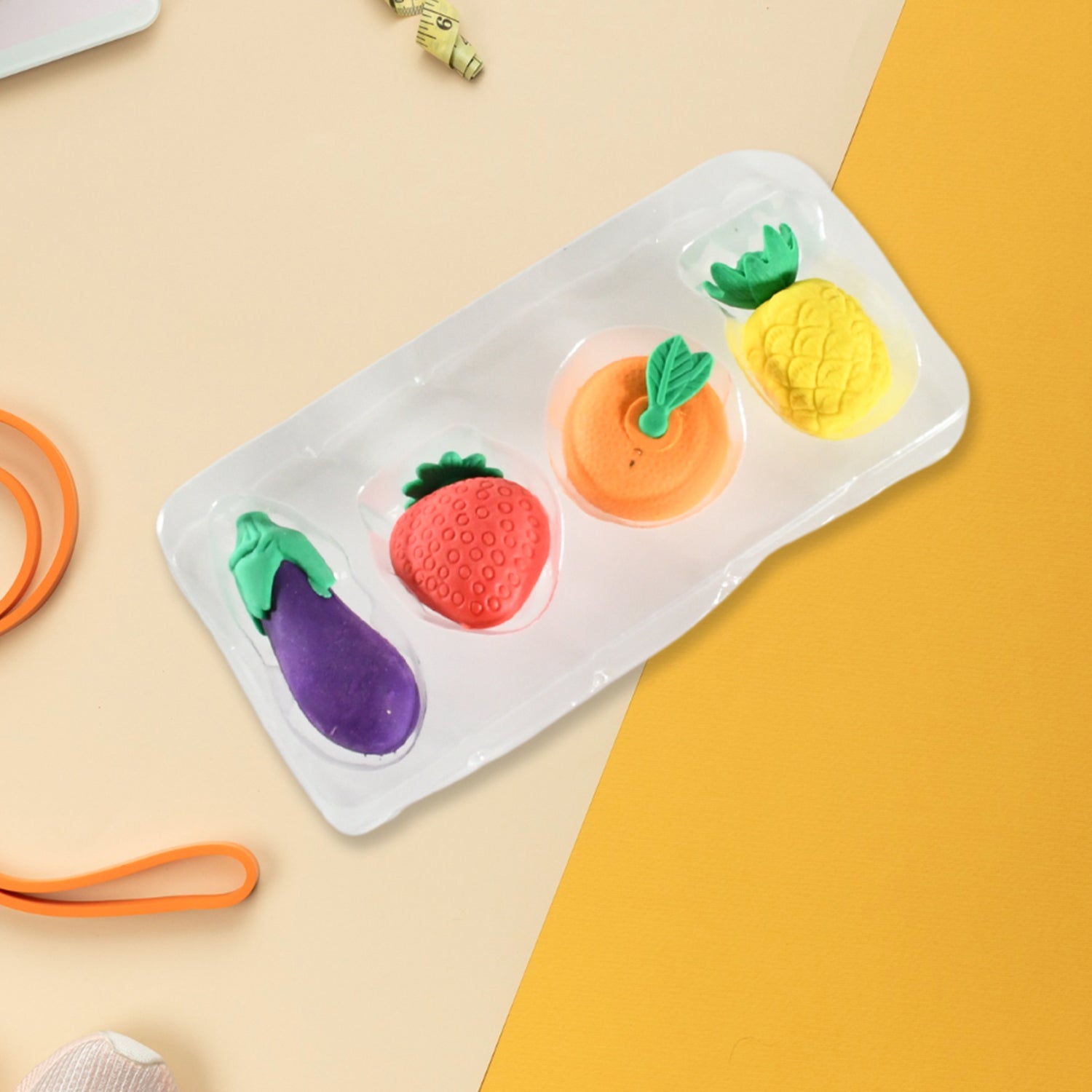 Mini Cute Vegetables and Fruits Erasers or Pencil Rubbers for Kids, 1 Set Fancy & Stylish Colorful Erasers for Children, Eraser Set for Return Gift, Birthday Party, School Prize, 3D Erasers (4 pc Set) - infinityexculsivestore.com