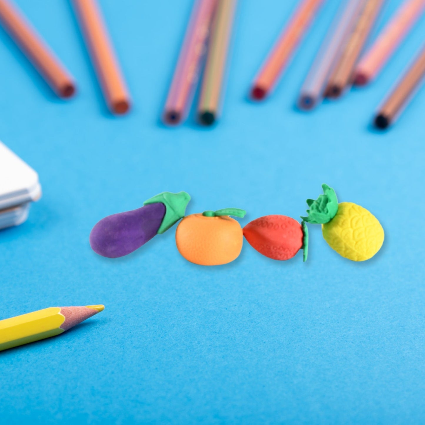 Mini Cute Vegetables and Fruits Erasers or Pencil Rubbers for Kids, 1 Set Fancy & Stylish Colorful Erasers for Children, Eraser Set for Return Gift, Birthday Party, School Prize, 3D Erasers (4 pc Set) - infinityexculsivestore.com
