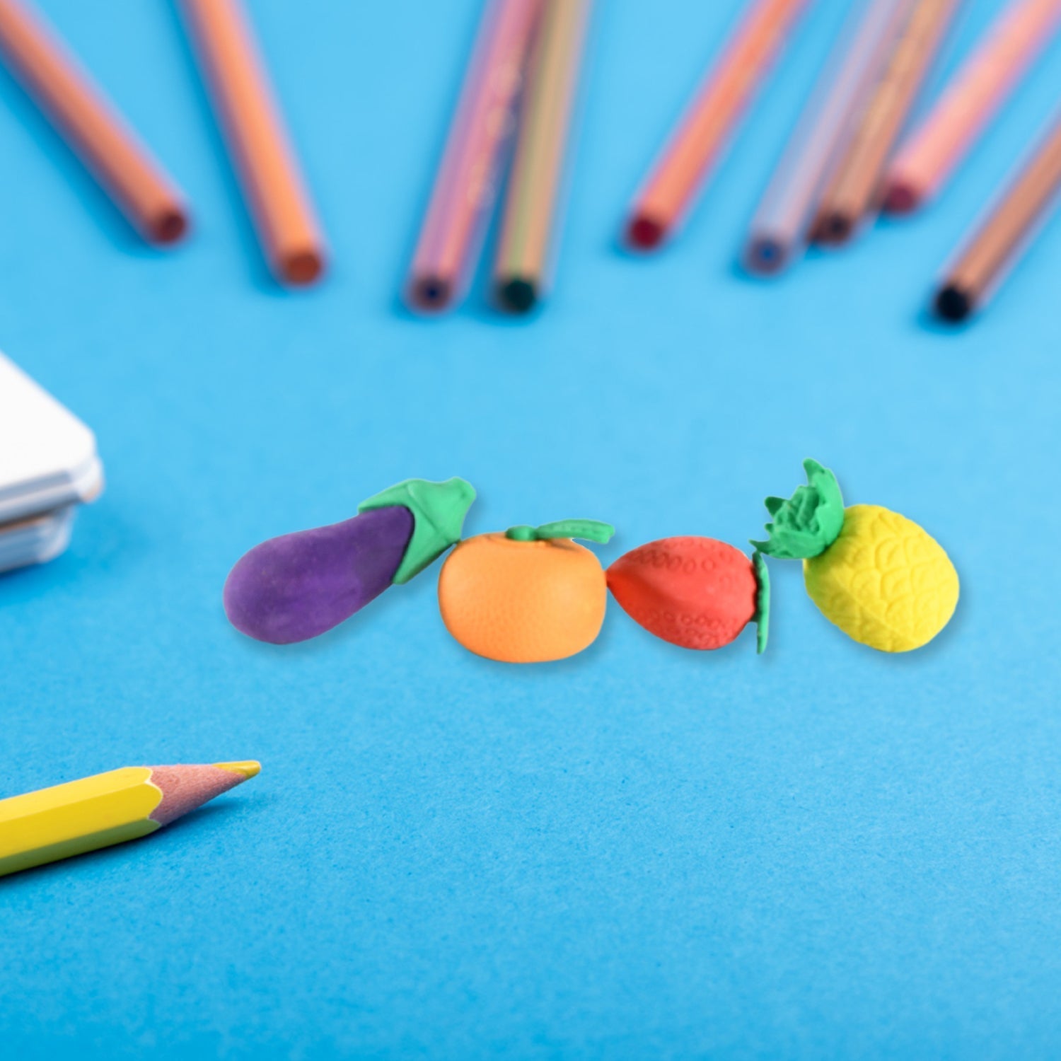 Mini Cute Vegetables and Fruits Erasers or Pencil Rubbers for Kids, 1 Set Fancy & Stylish Colorful Erasers for Children, Eraser Set for Return Gift, Birthday Party, School Prize, 3D Erasers (4 pc Set) - infinityexculsivestore.com