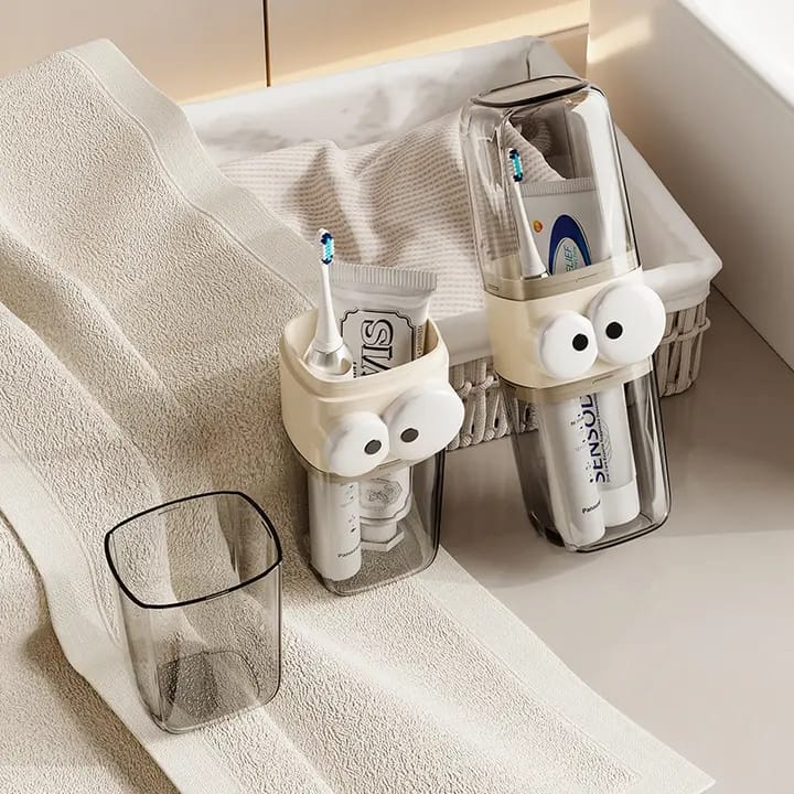 VETTAIYAN Transparent & Stylish Portable Tooth Brush Cover Travel Wash Cup, Tooth Brush Holder and Storage Box High Beauty Three - in - One Travel Gargle Cup (Pack of 1) (Brown) Brand: VETTAIYAN - infinityexculsivestore.com