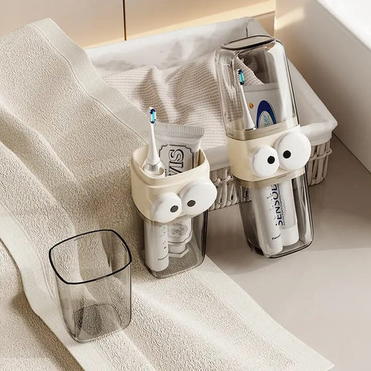 VETTAIYAN Transparent & Stylish Portable Tooth Brush Cover Travel Wash Cup, Tooth Brush Holder and Storage Box High Beauty Three - in - One Travel Gargle Cup (Pack of 1) (Brown) Brand: VETTAIYAN - infinityexculsivestore.com
