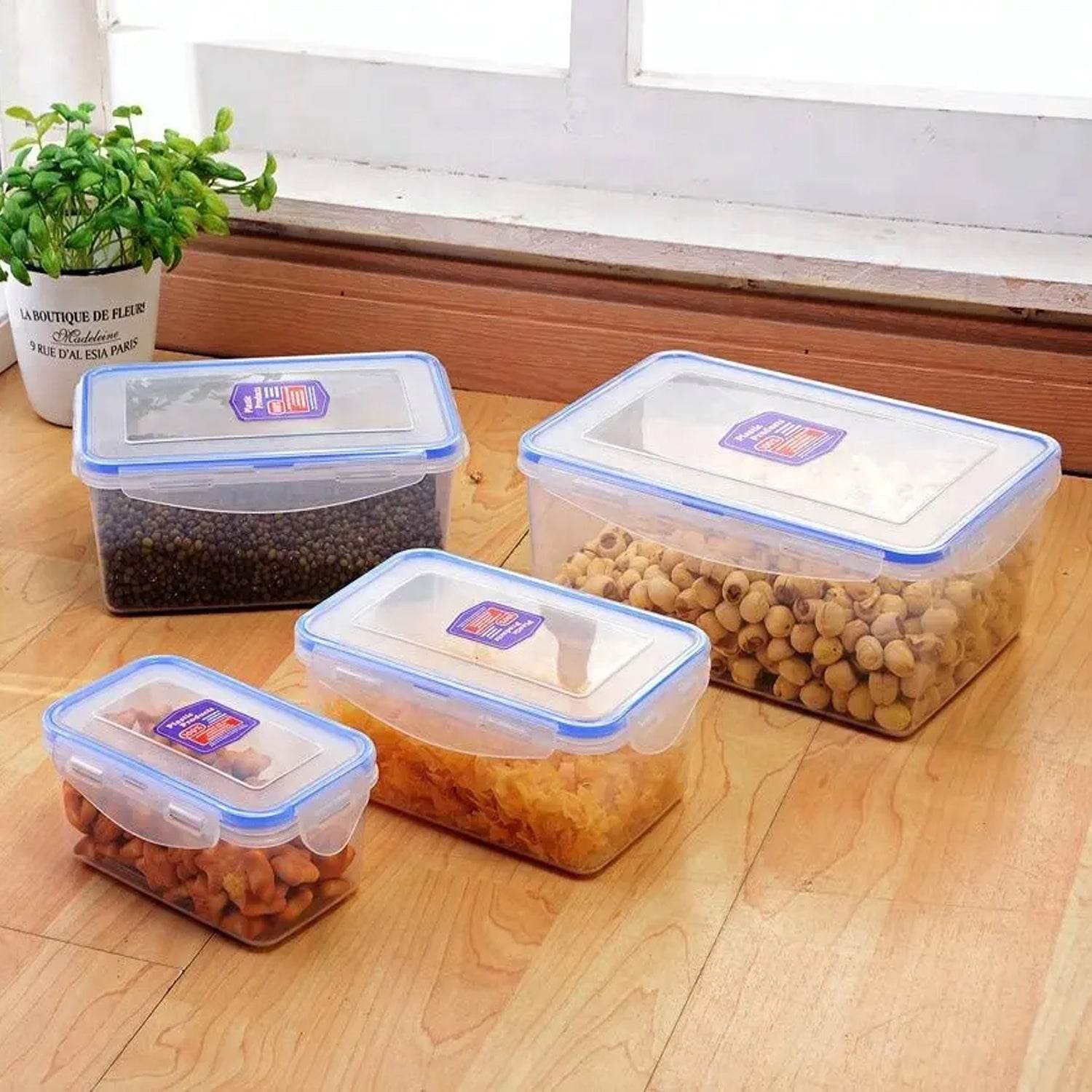 Kitchen Containers Set, Fridge Storage Boxes, Plastic Containers for Kitchen Organizer, Kitchen Accessories Items for Storage Organizer, Snap-Seal (lunch box/storage organizer) (5 Ps Set) - infinityexculsivestore.com