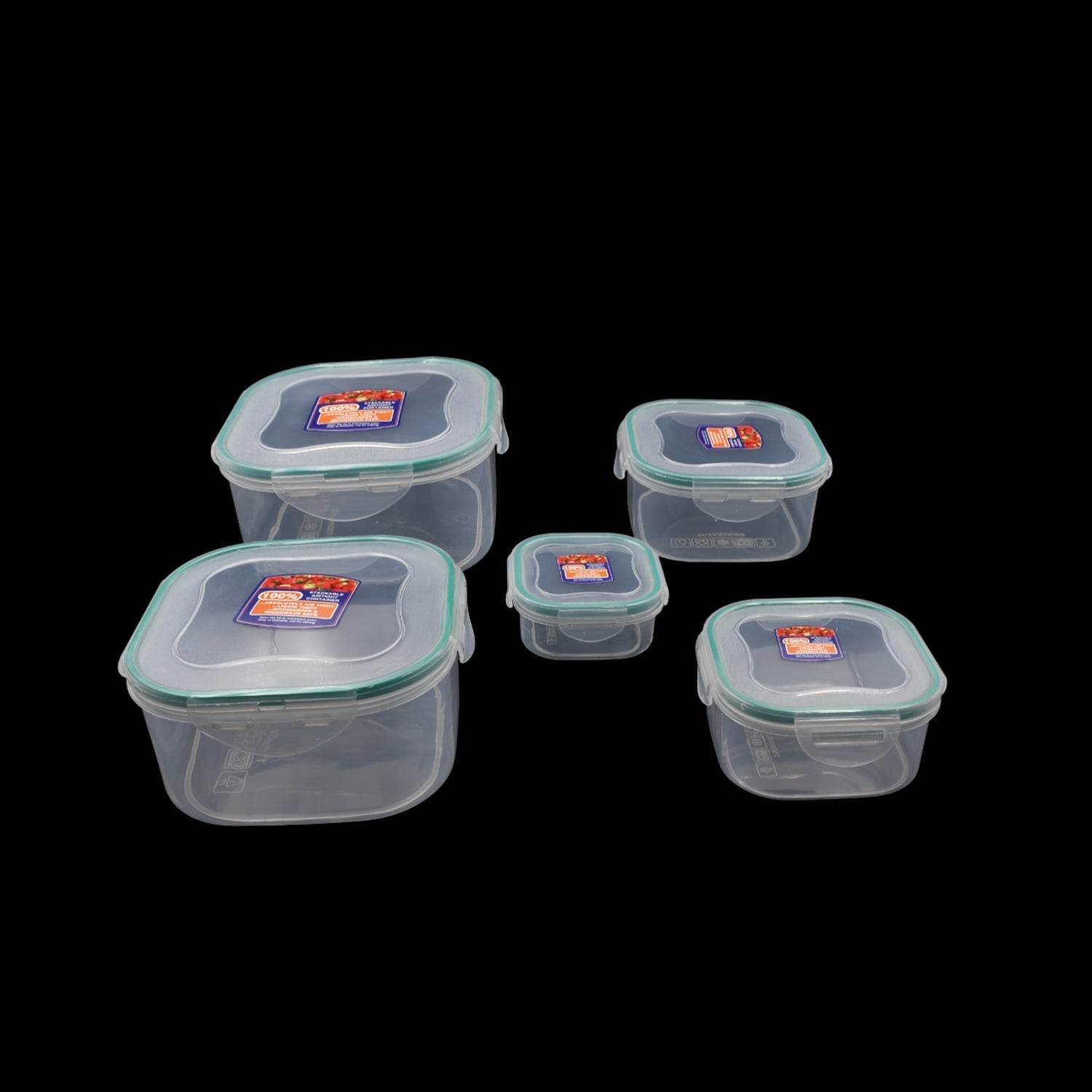 Kitchen Containers Set, Fridge Storage Boxes, Plastic Containers for Kitchen Organizer, Kitchen Accessories Items for Storage Organizer, Snap-Seal (lunch box/storage organizer) (5 Ps Set) - infinityexculsivestore.com